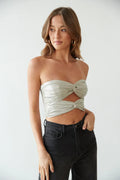 Haut bandeau torsadé double Bianca métallisé
