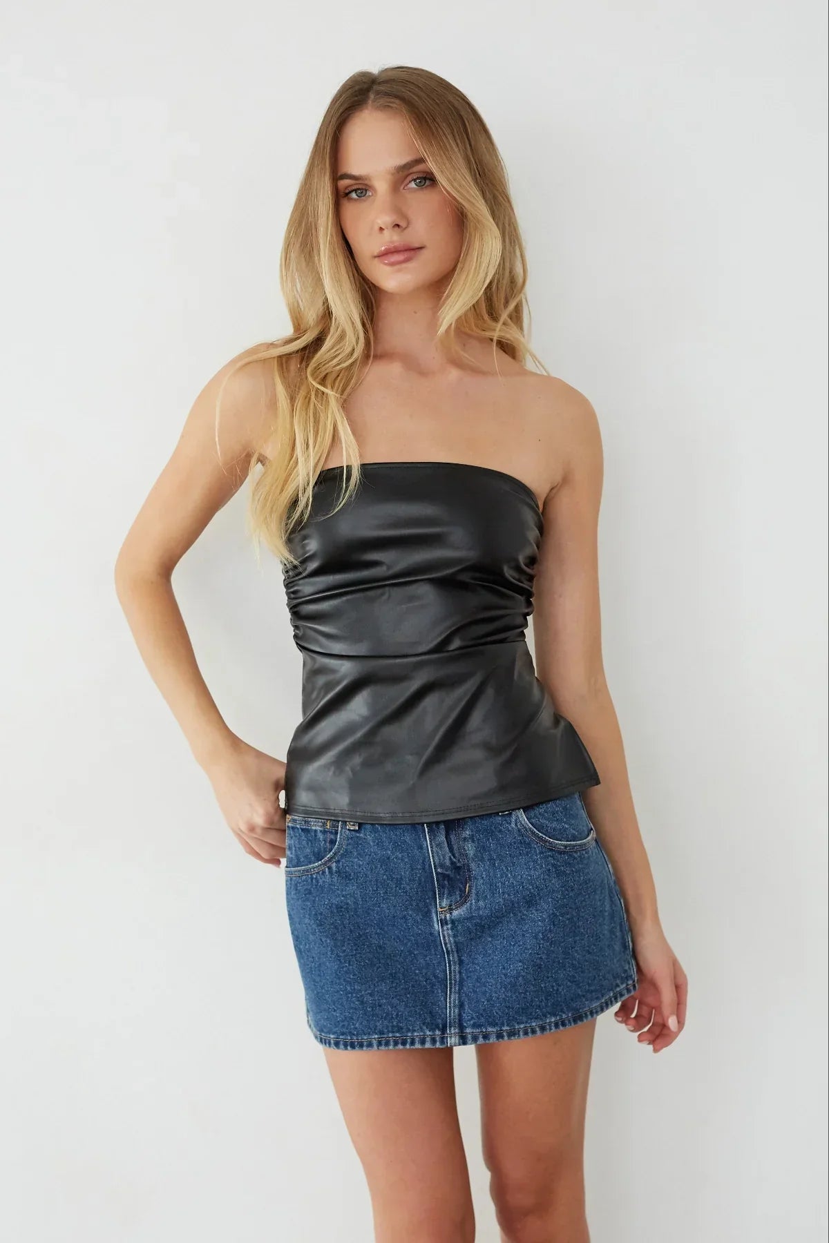 Top bustier en similicuir Indah