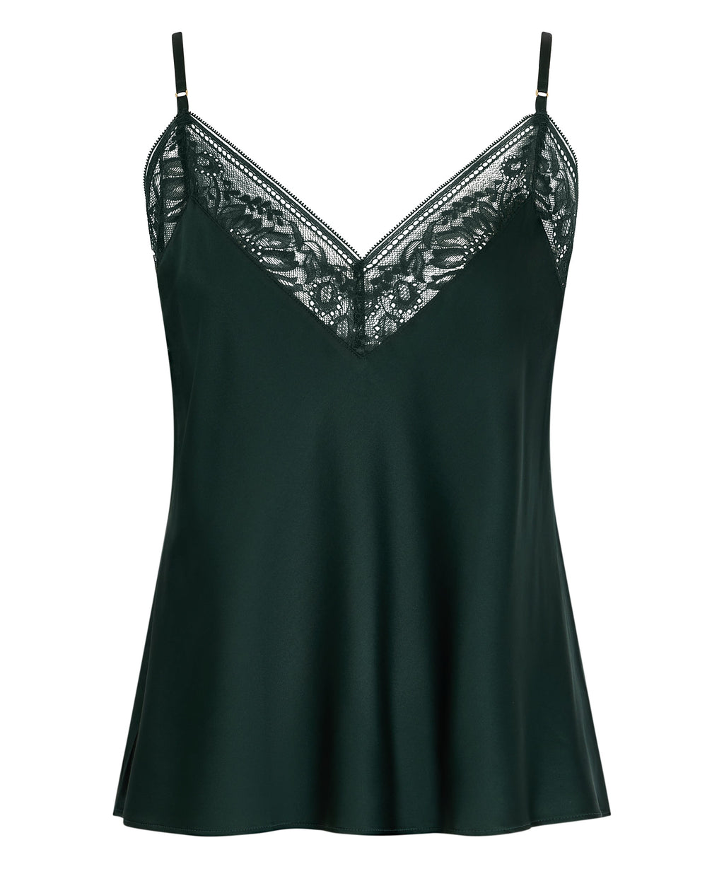 Midnight Whisper Top à fines bretelles Mysterious Green