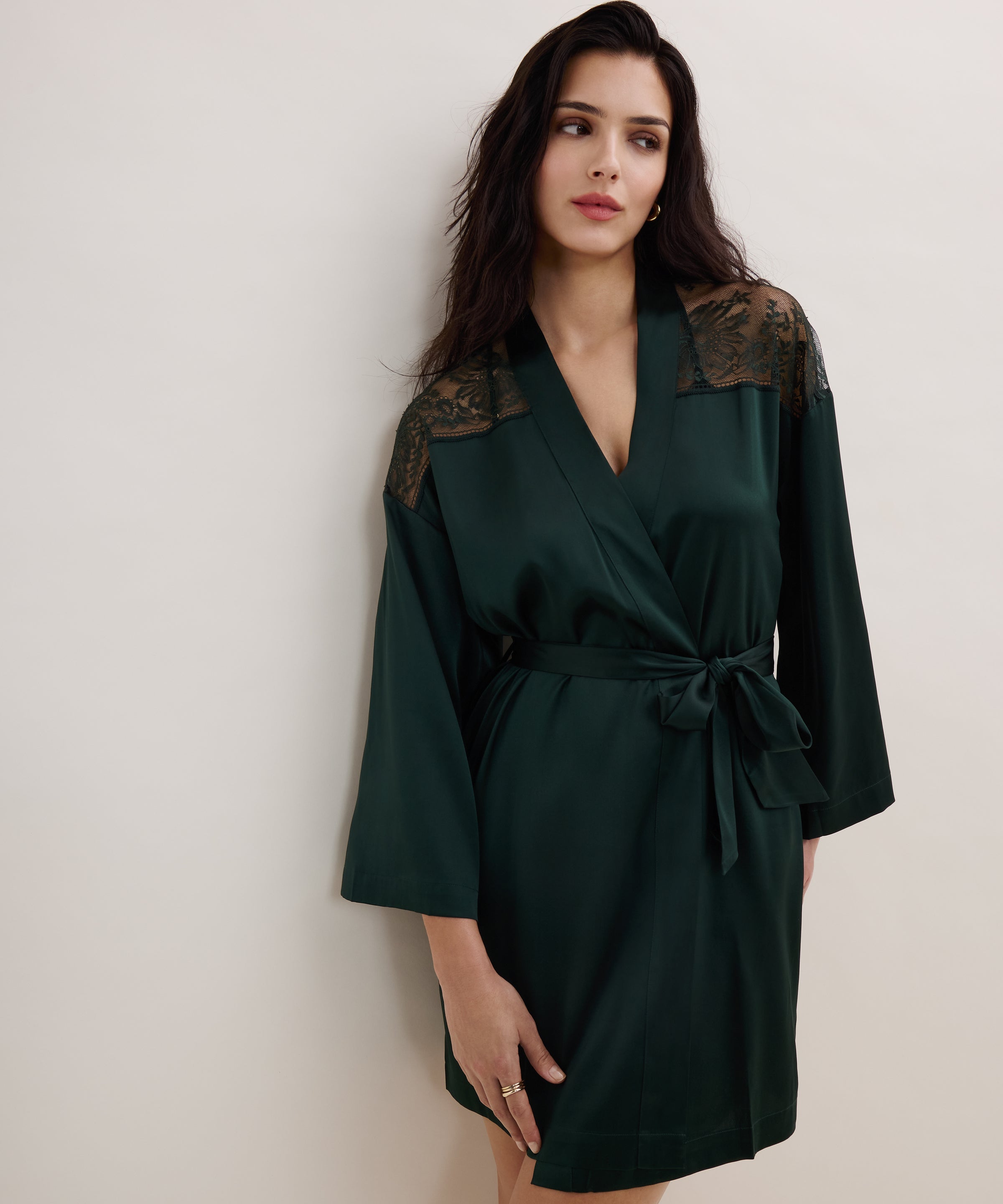 Midnight Whisper Kimono Mysterious Green