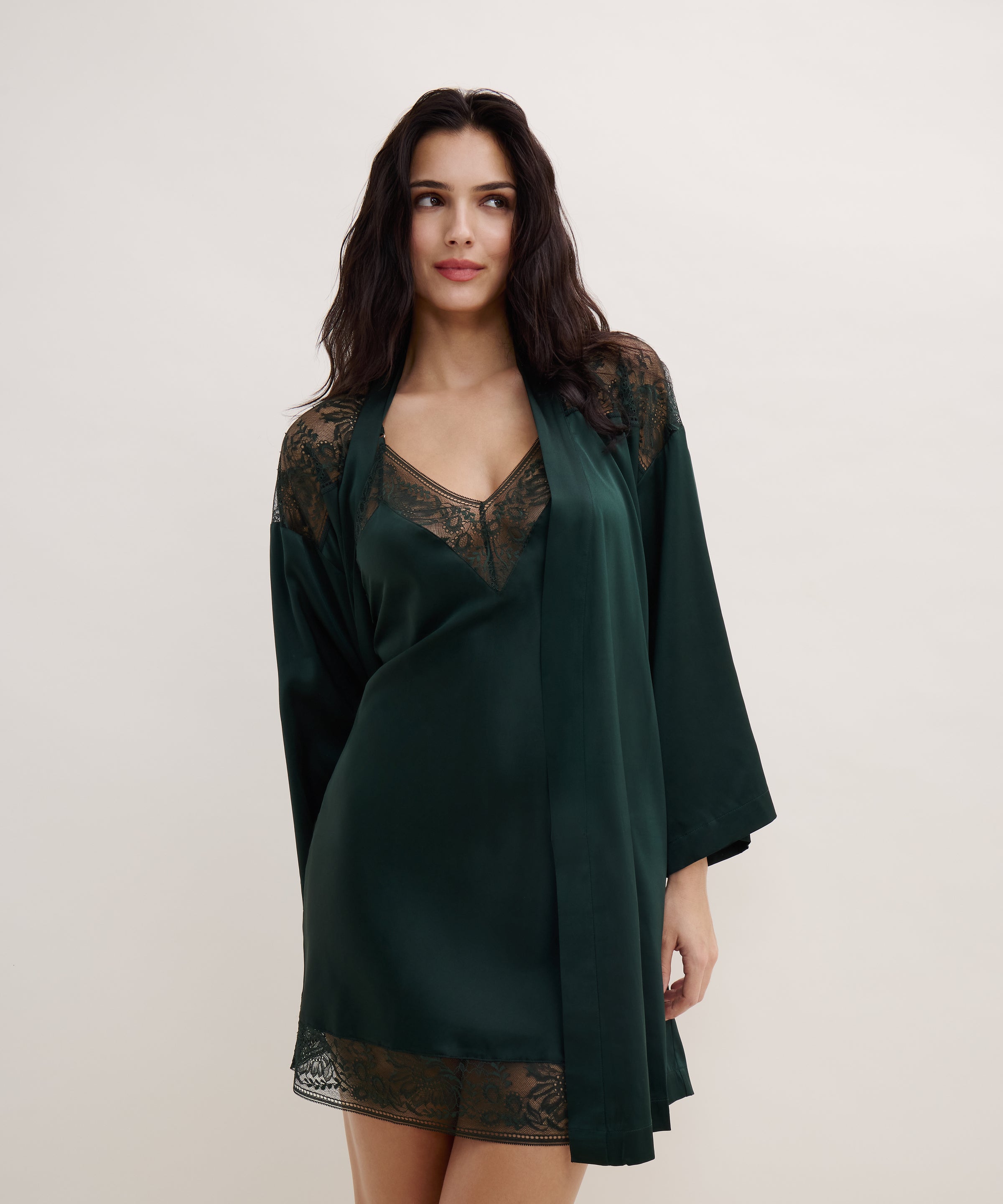 Midnight Whisper Kimono Mysterious Green