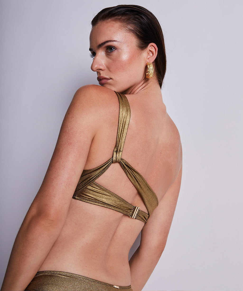 Sunlight Glow Bralette Bikini Top Antique Gold