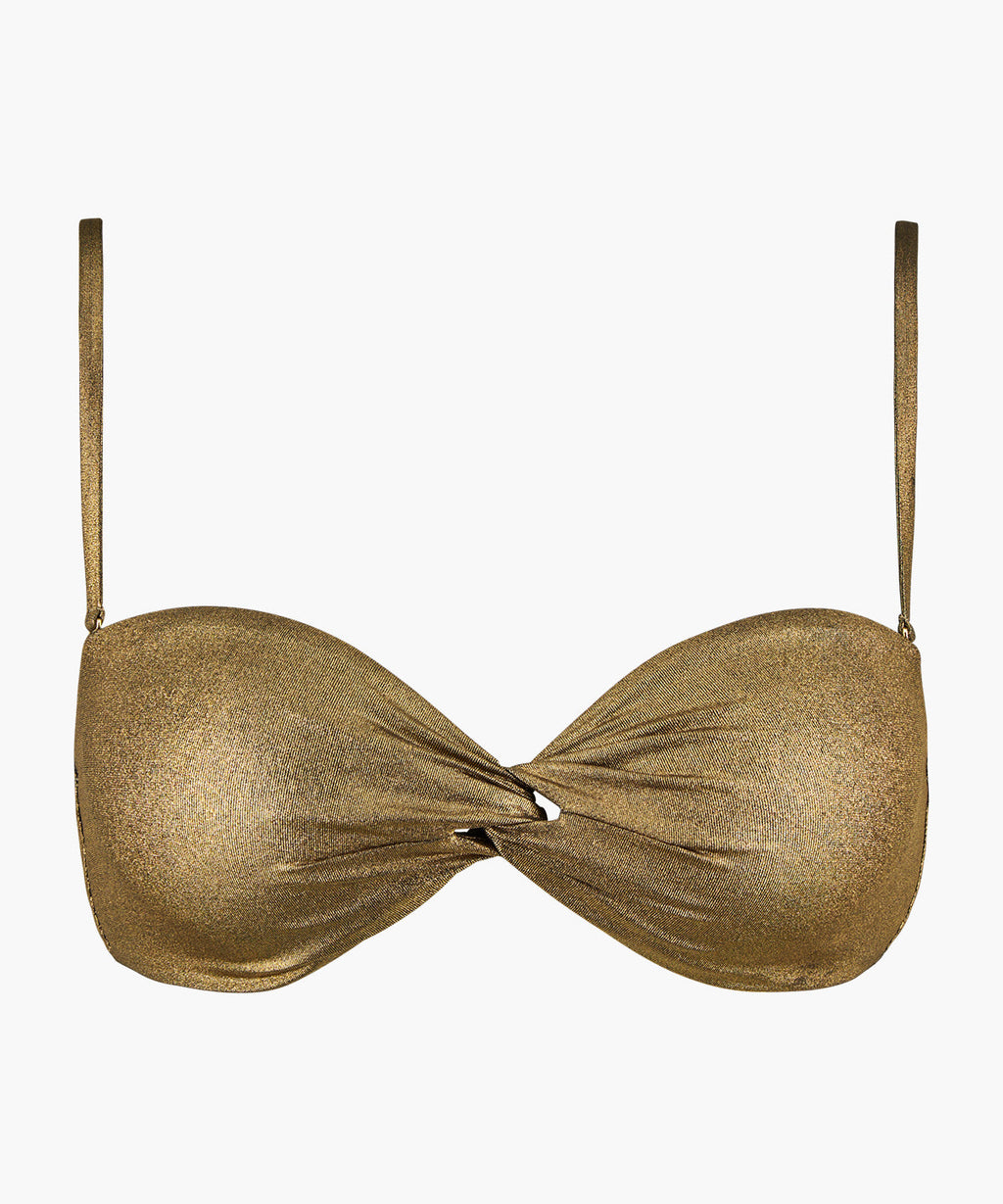 Sunlight Glow Haut de maillot de bain Bandeau coques amovibles Antique Gold