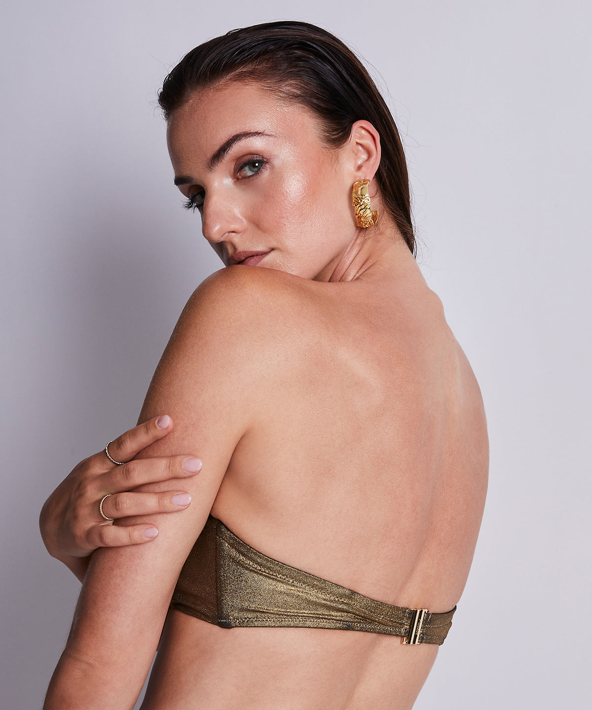 Sunlight Glow Haut de maillot de bain Bandeau coques amovibles Antique Gold