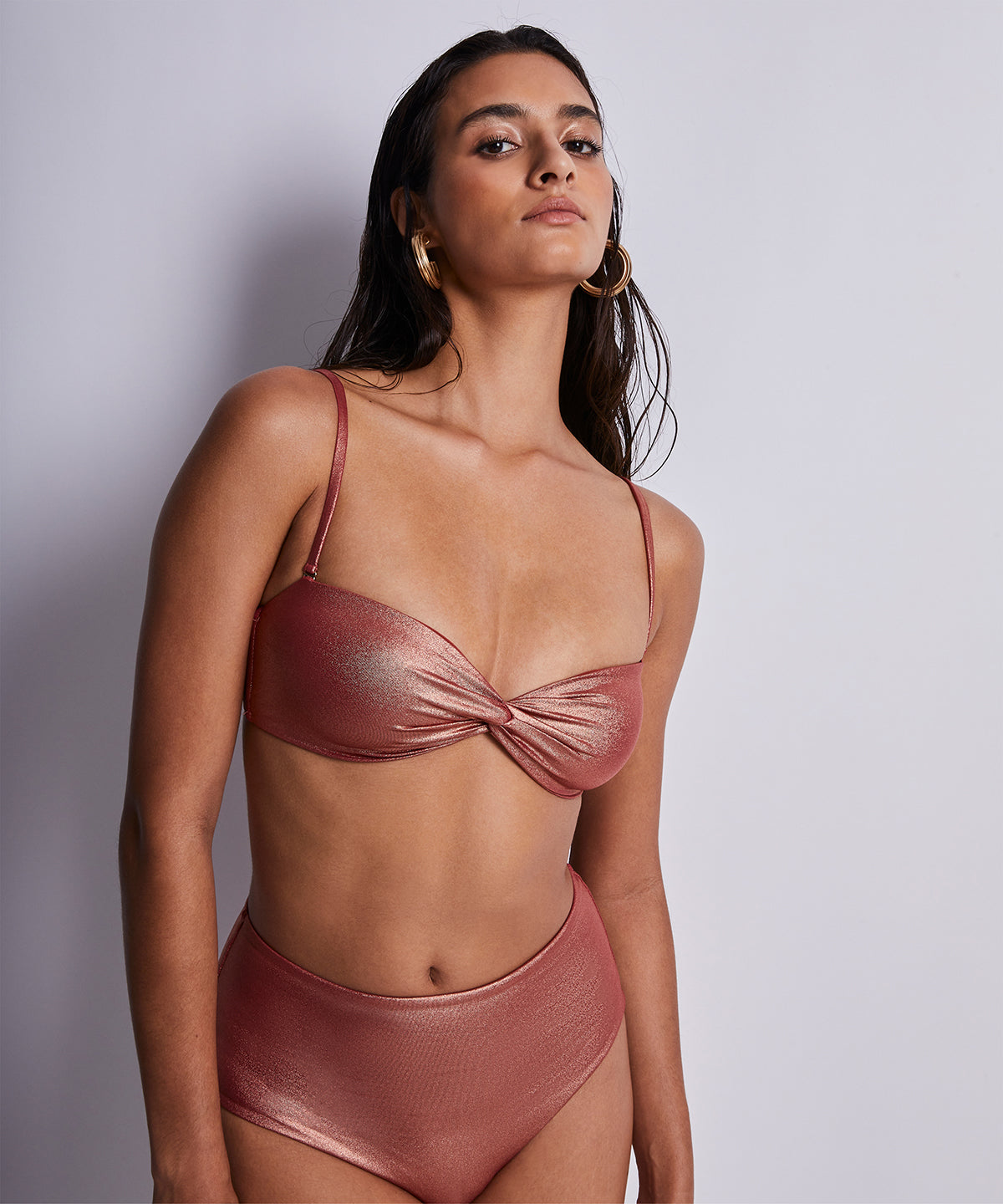 Sunlight Glow Haut de maillot de bain Bandeau coques amovibles Cuivre