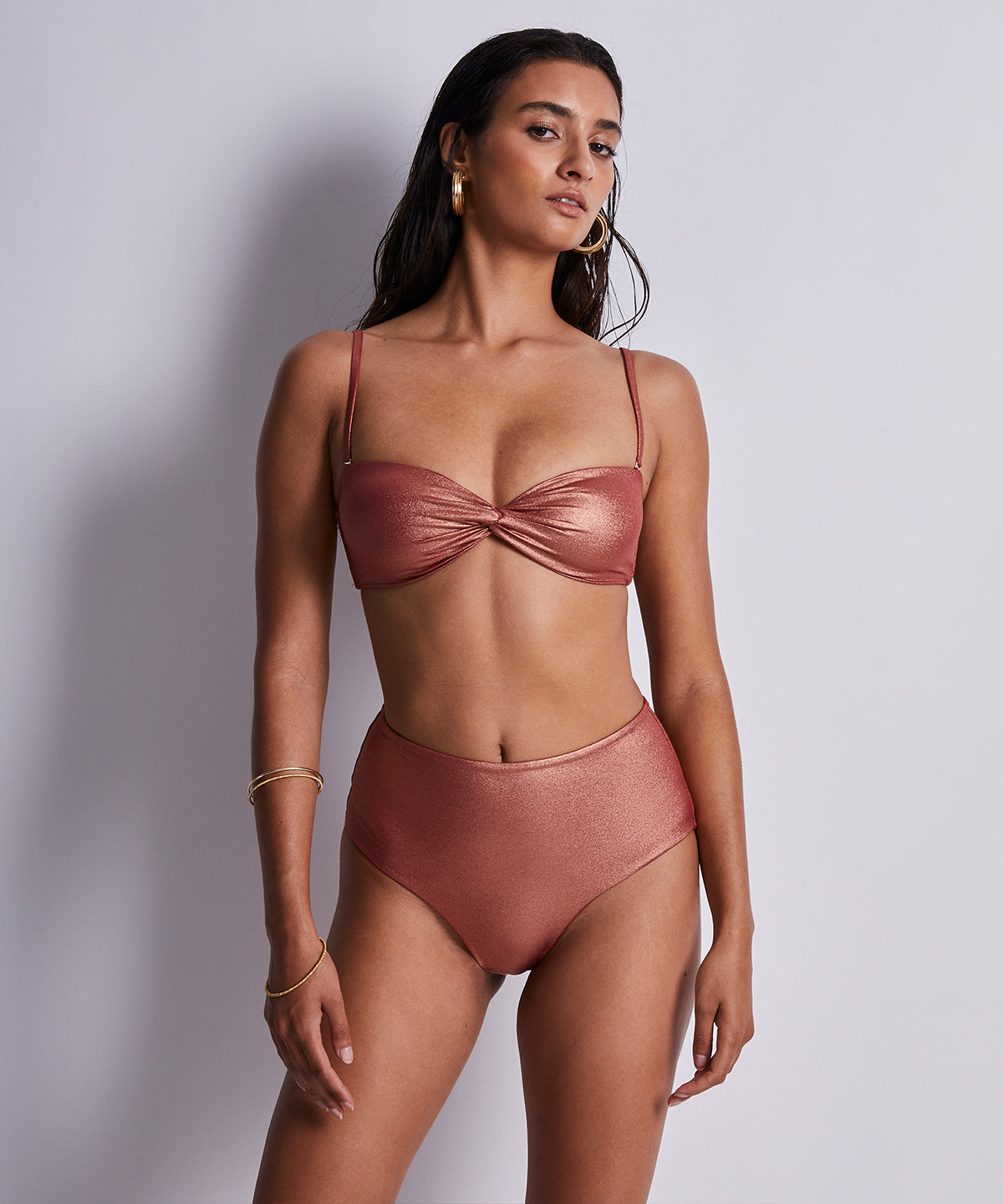 Sunlight Glow Haut de maillot de bain Bandeau coques amovibles Cuivre