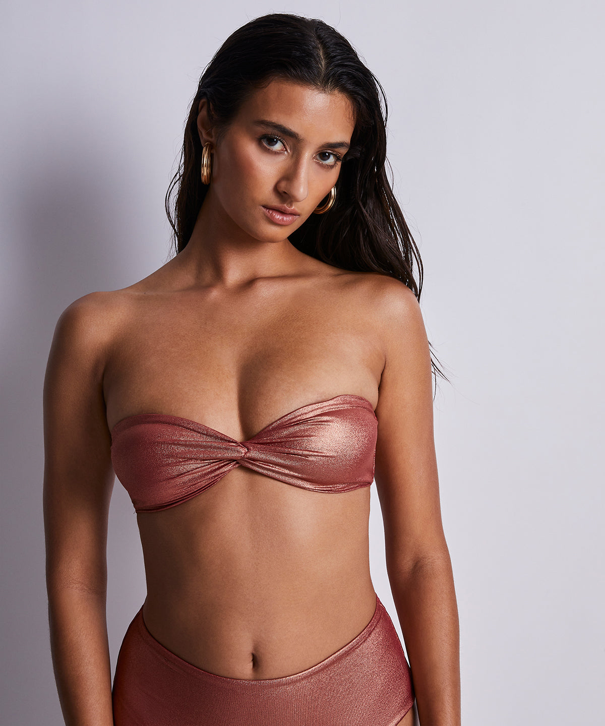 Sunlight Glow Haut de maillot de bain Bandeau coques amovibles Cuivre