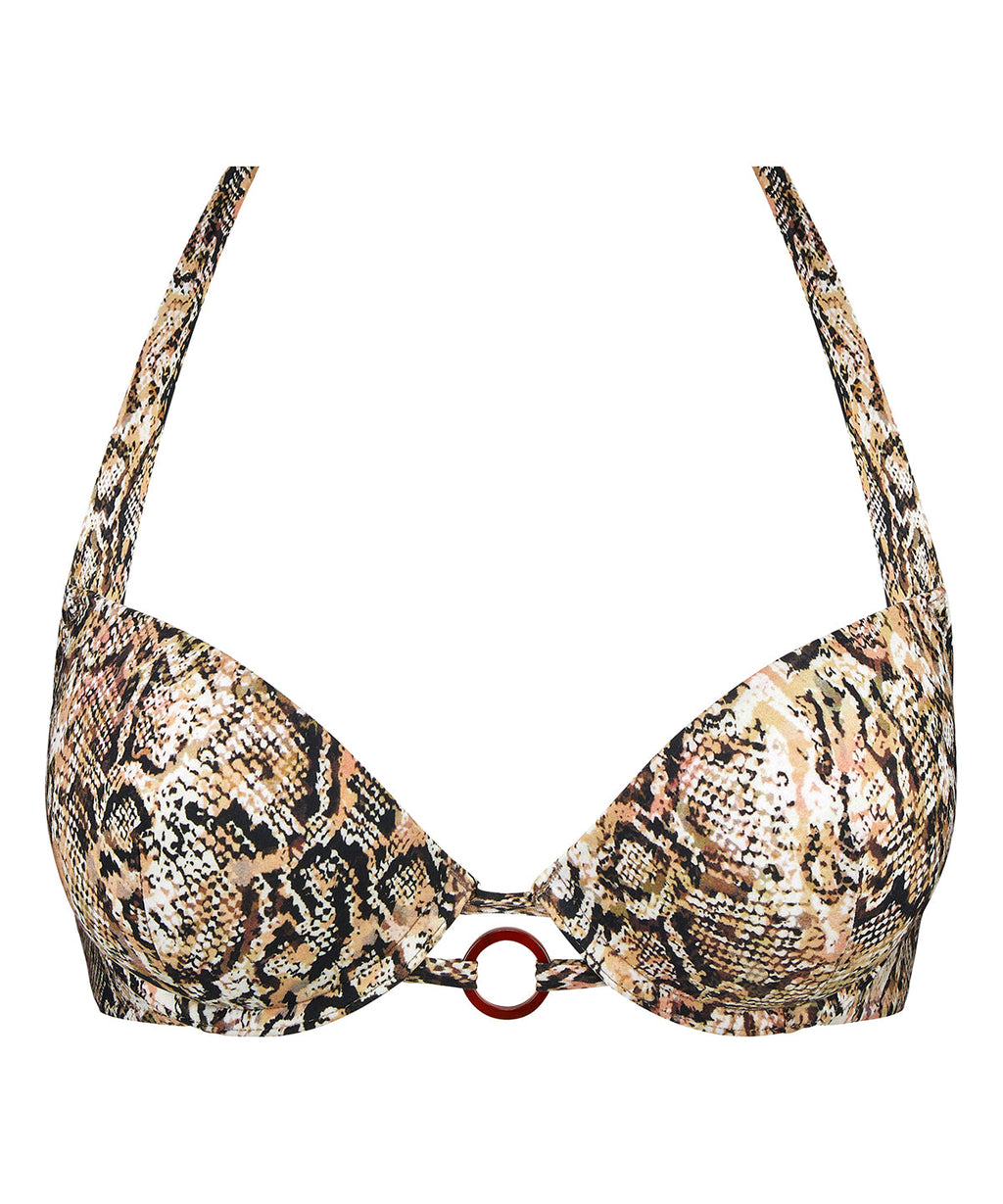 Fierce Spirit Haut de maillot de bain push-up à coques motif Serpent