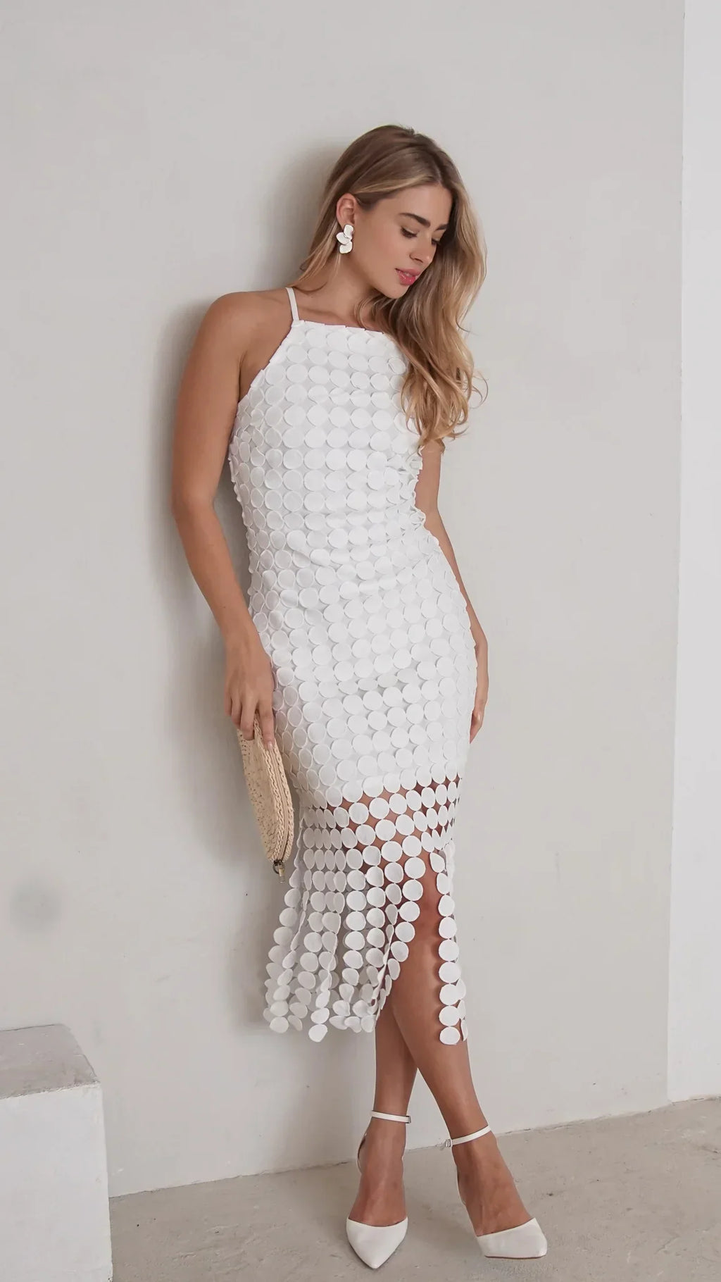 Sofia Disc Halter Midi Dress