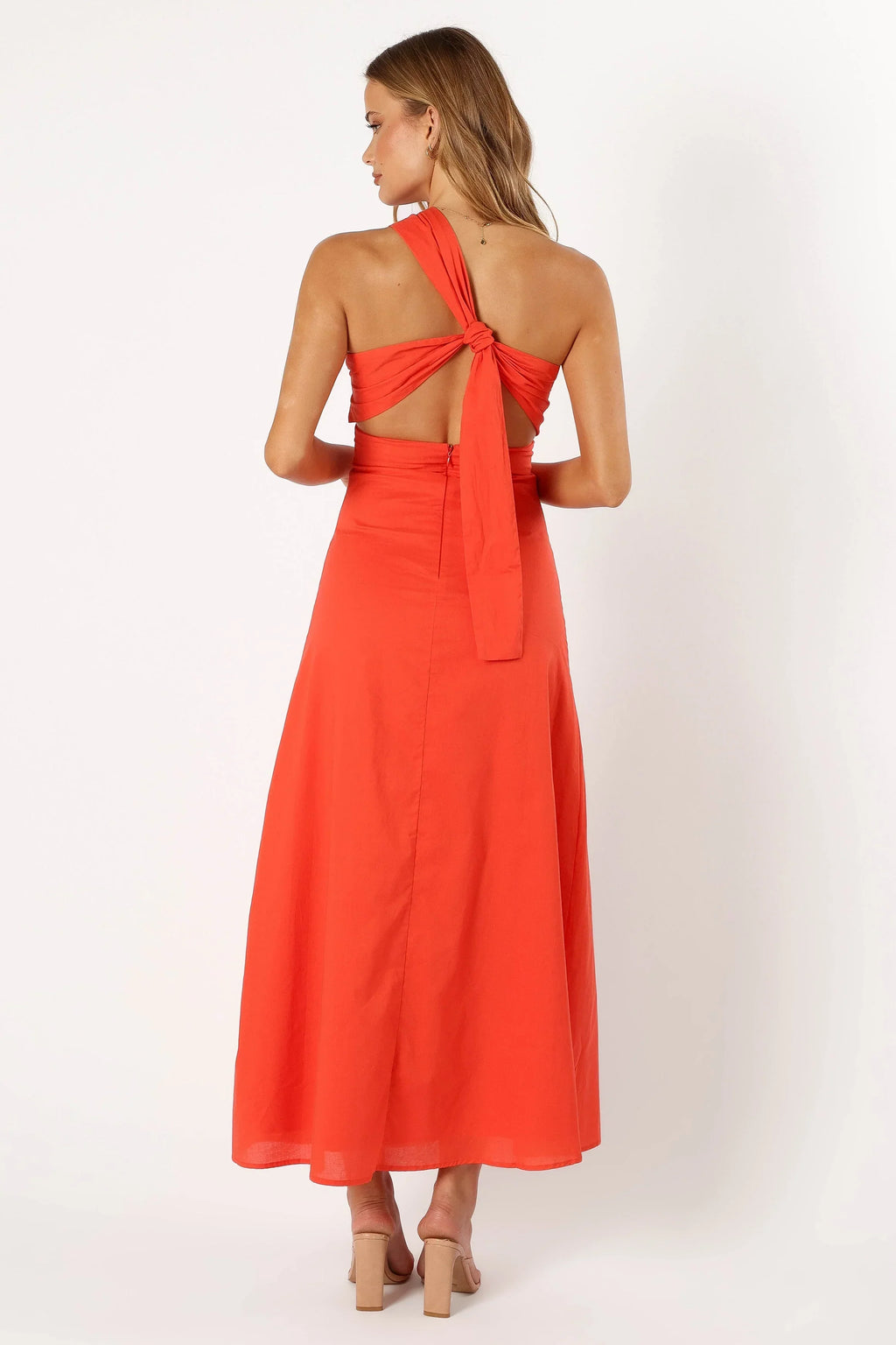 Robe longue asymétrique Luna - Tangerine