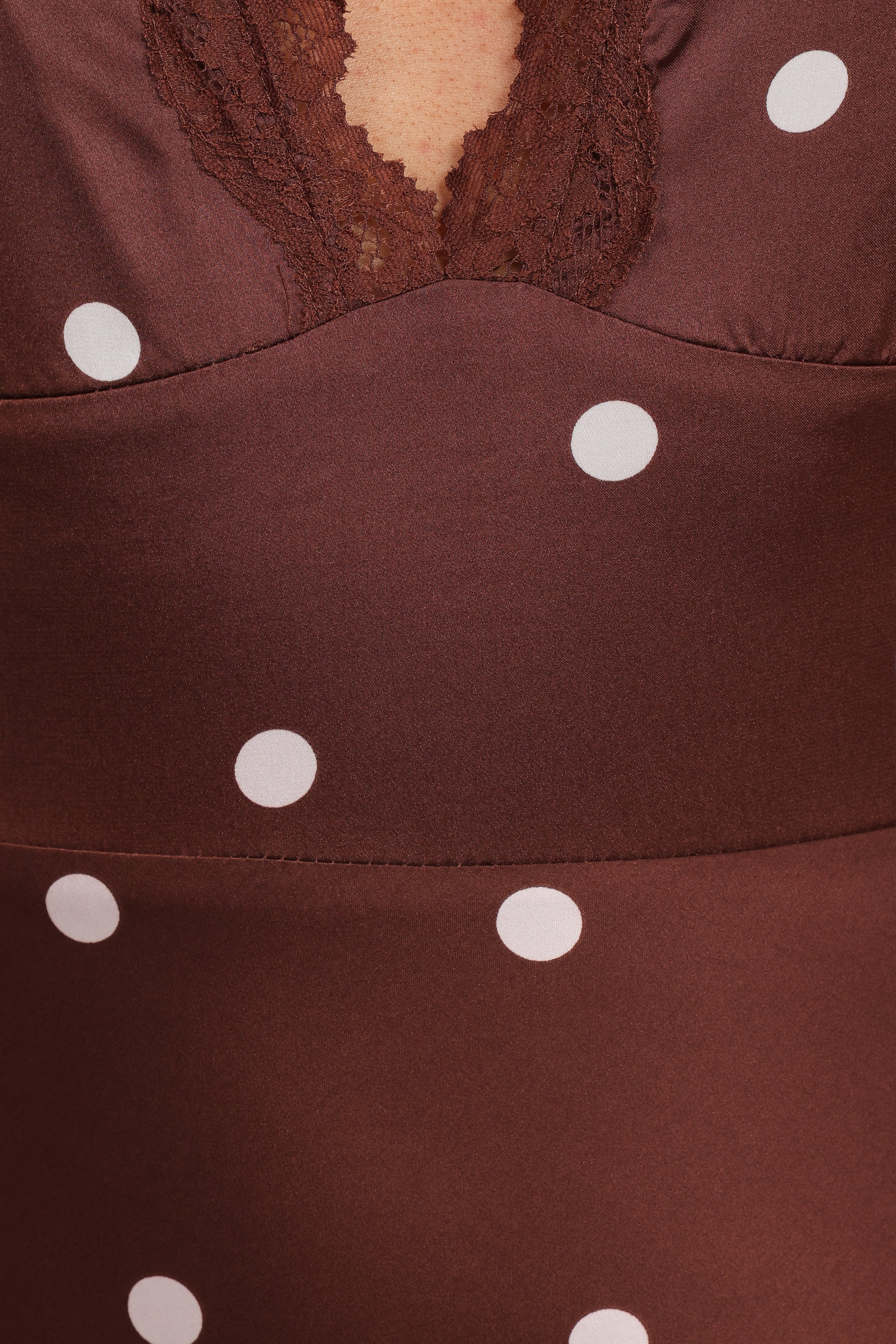 Robe longue Arella - Marron à pois