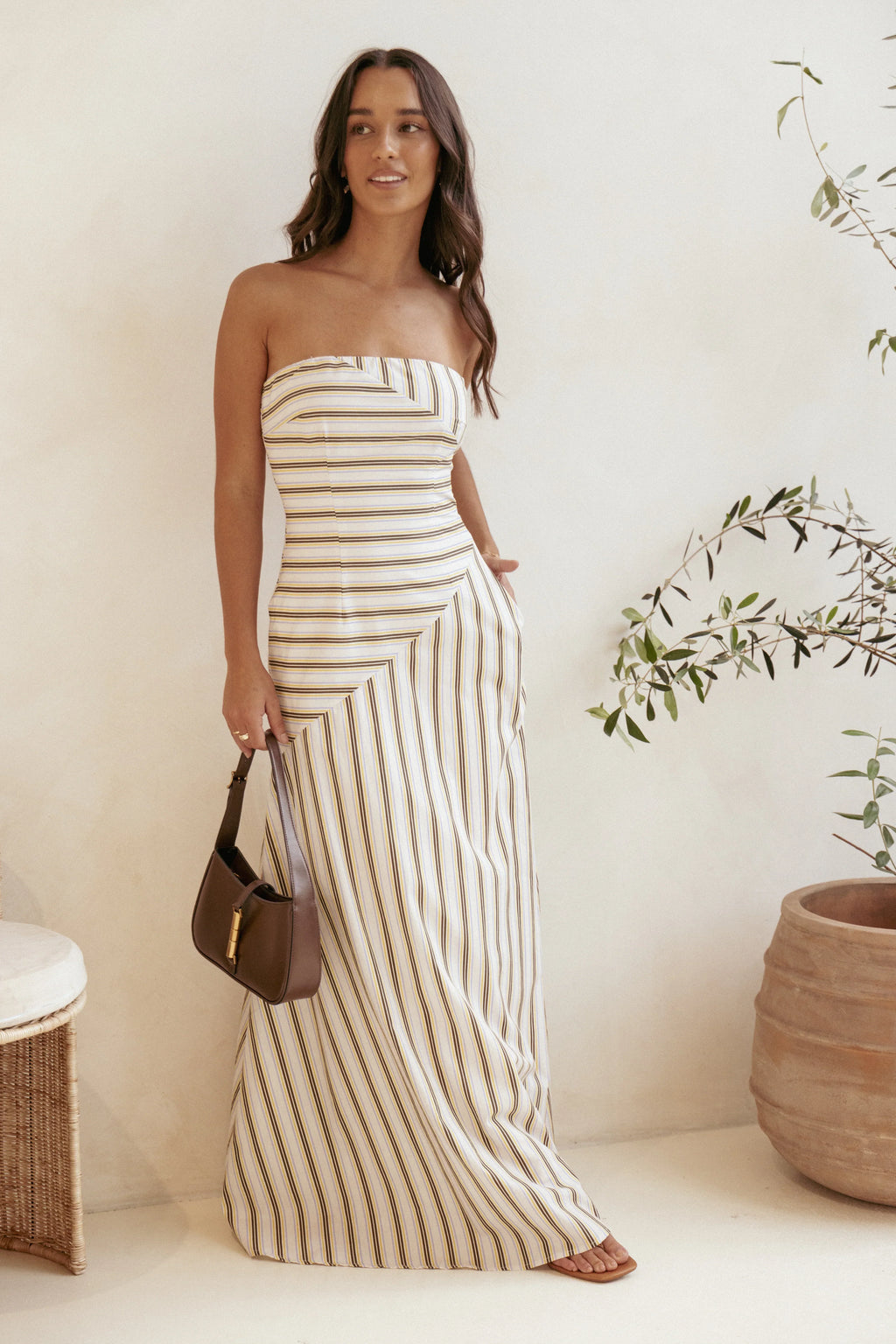 Robe longue Maliah - Rayures Vory