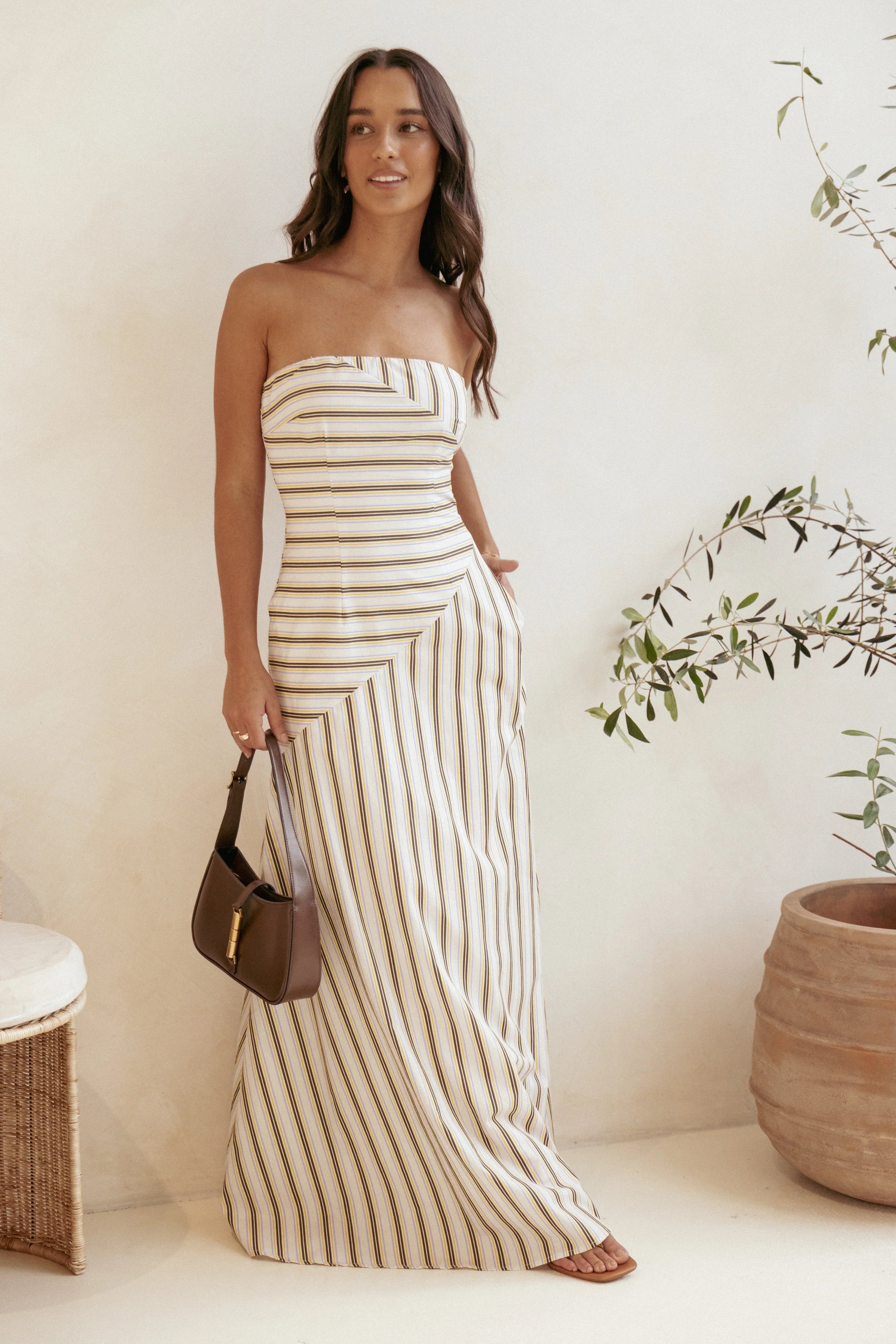 Robe longue Maliah - Rayures Vory