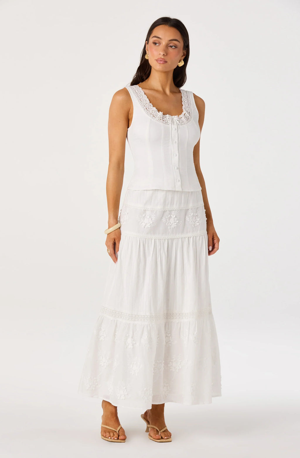 Gwyn Embroidered Midi Skirt