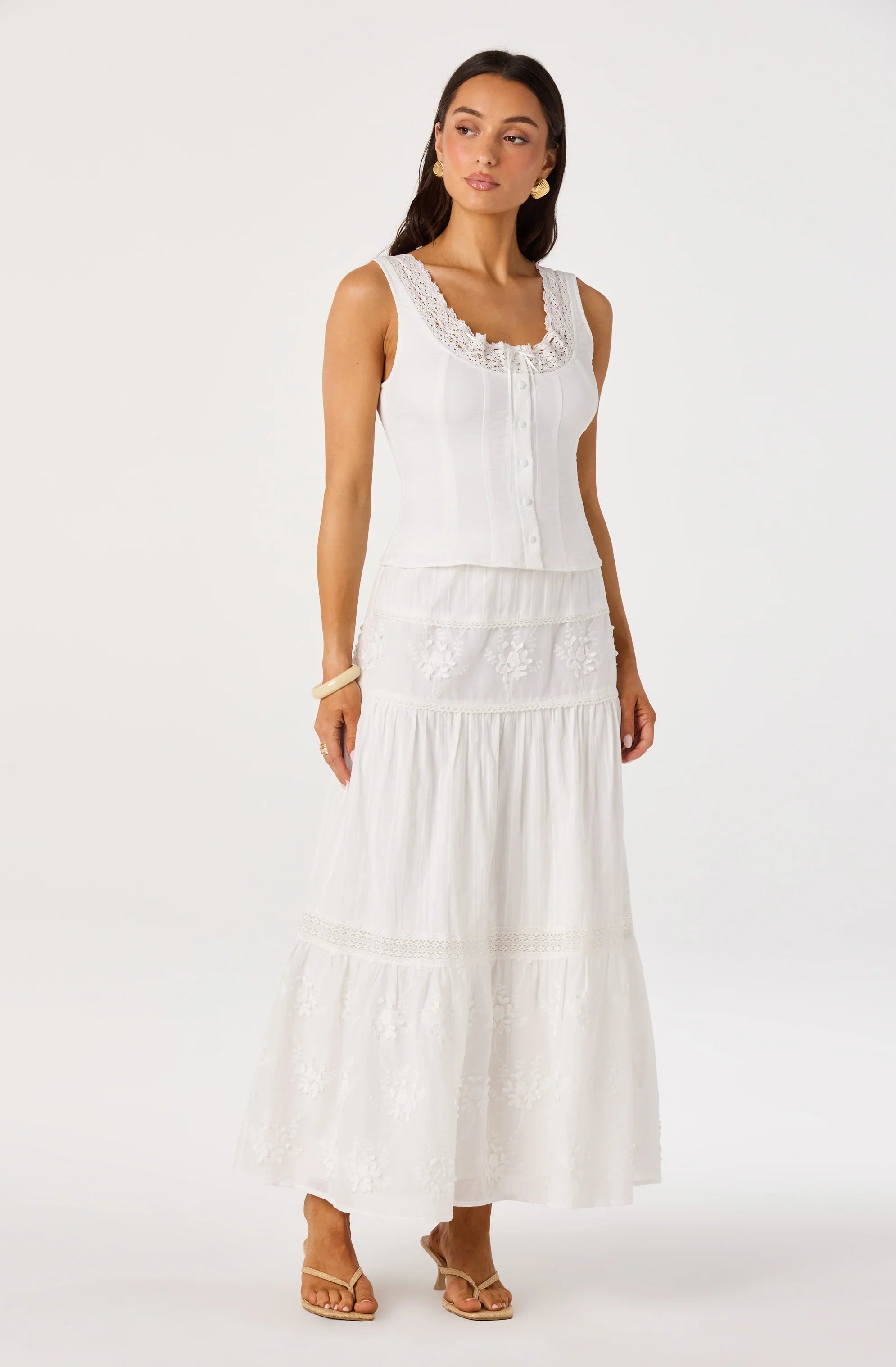 Gwyn Embroidered Midi Skirt