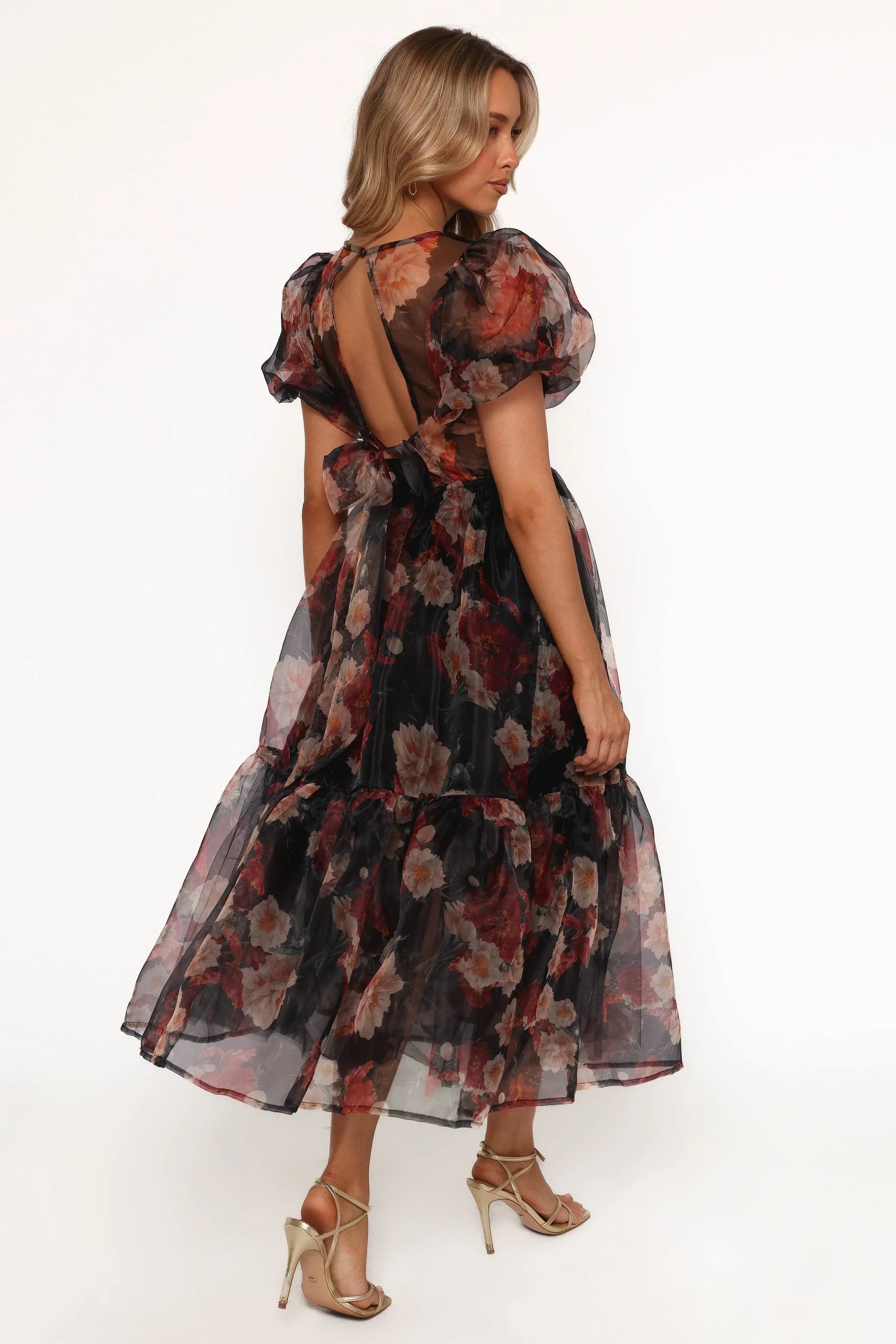 Robe midi Elspeth – Imprimé floral noir