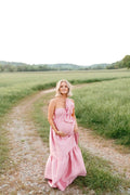 Robe longue Betina à nœud - Rose poudré