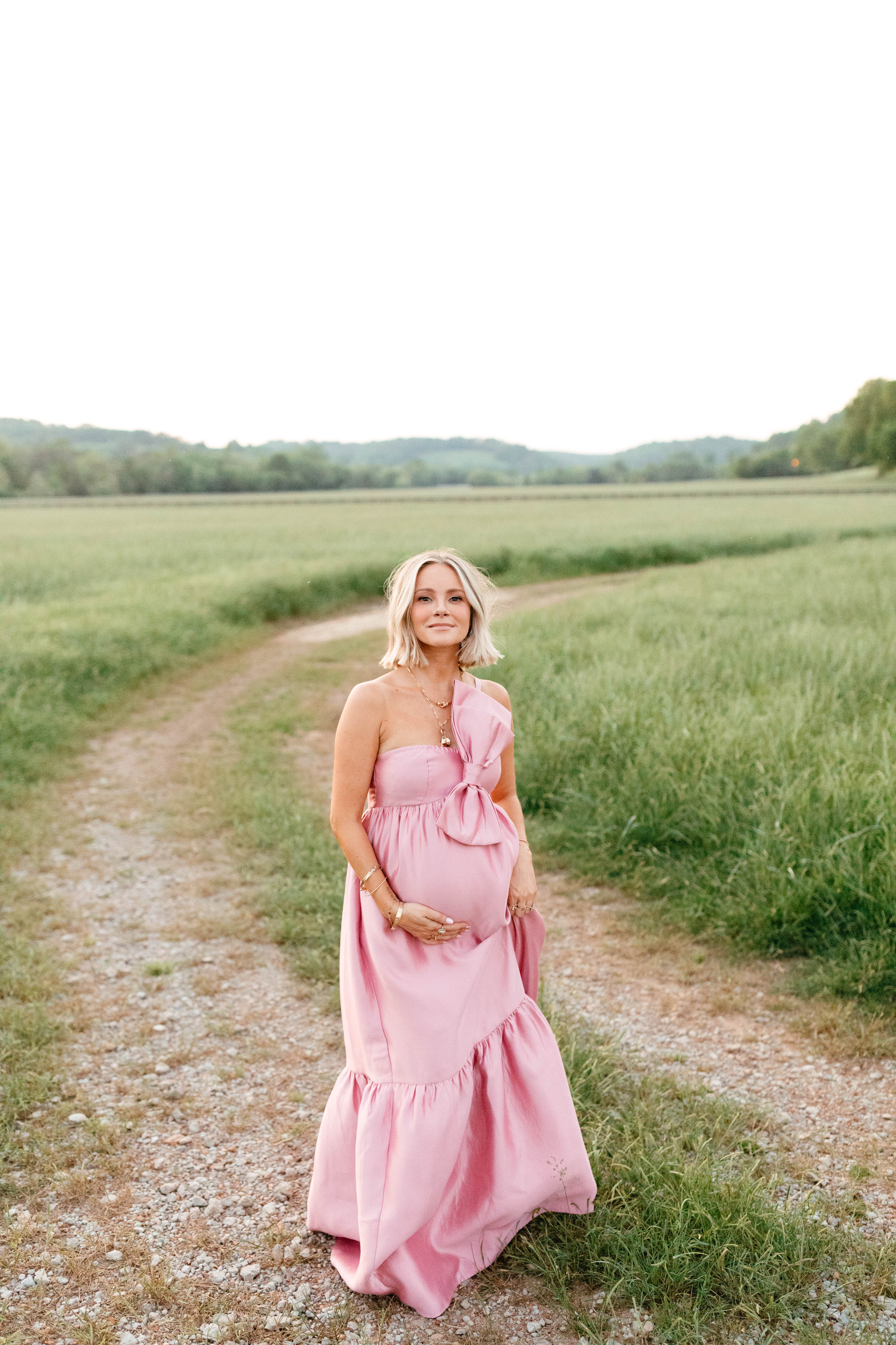 Robe longue Betina à nœud - Rose poudré