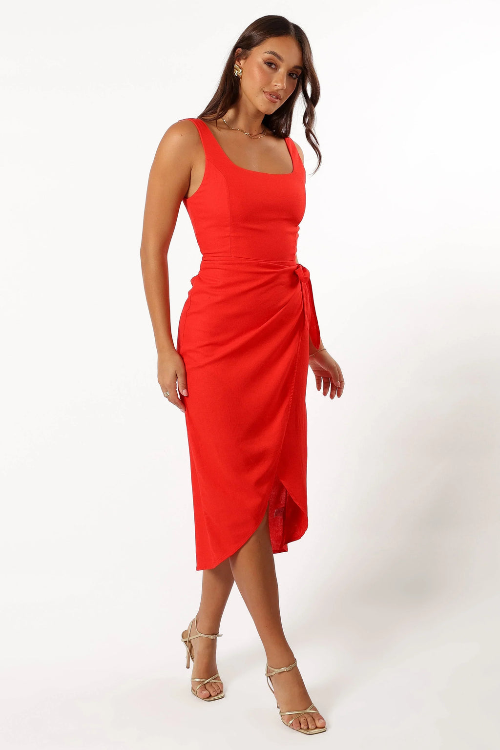 Robe midi croisée Misty - Rouge Coquin