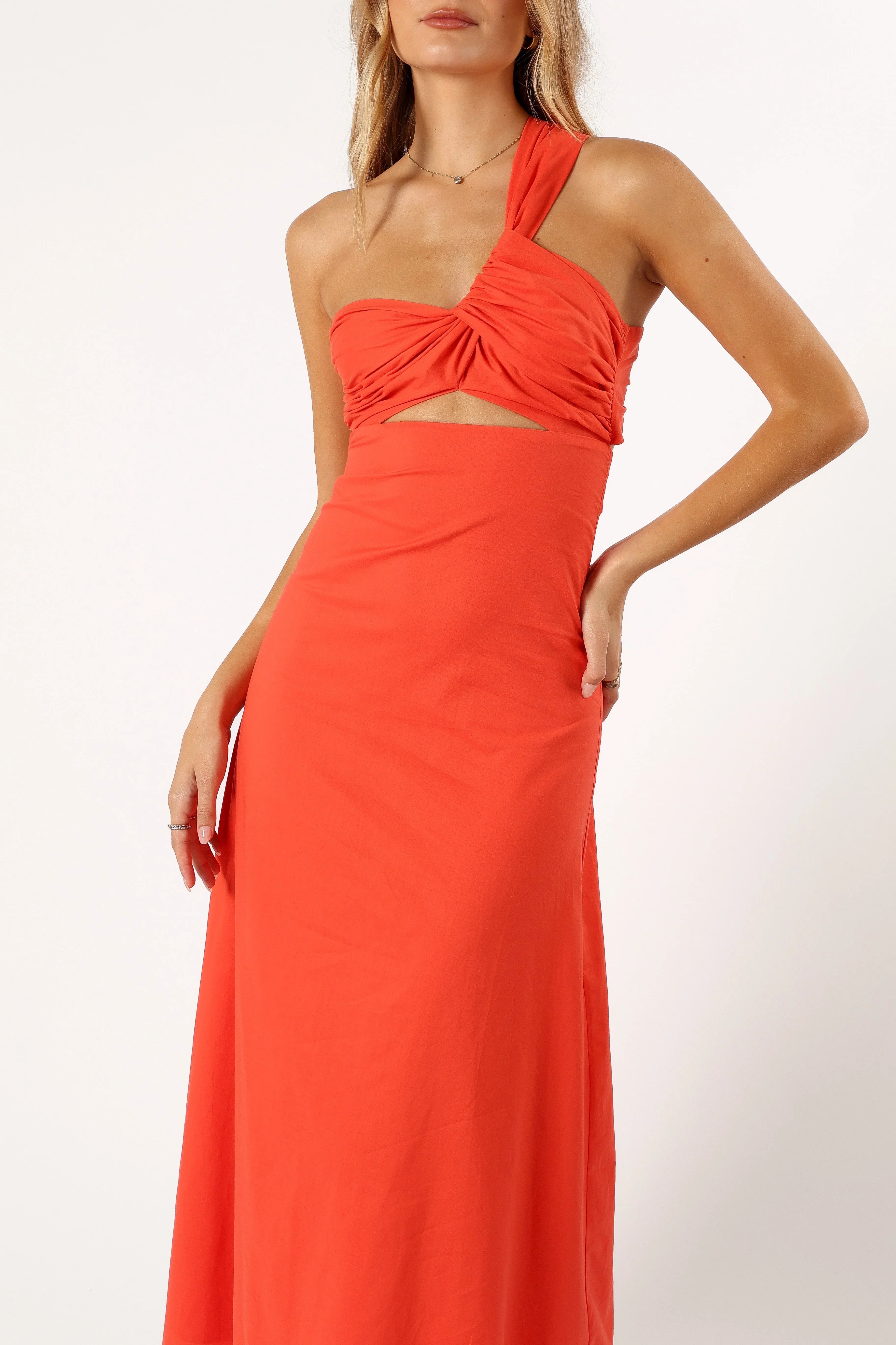 Robe longue asymétrique Luna - Tangerine