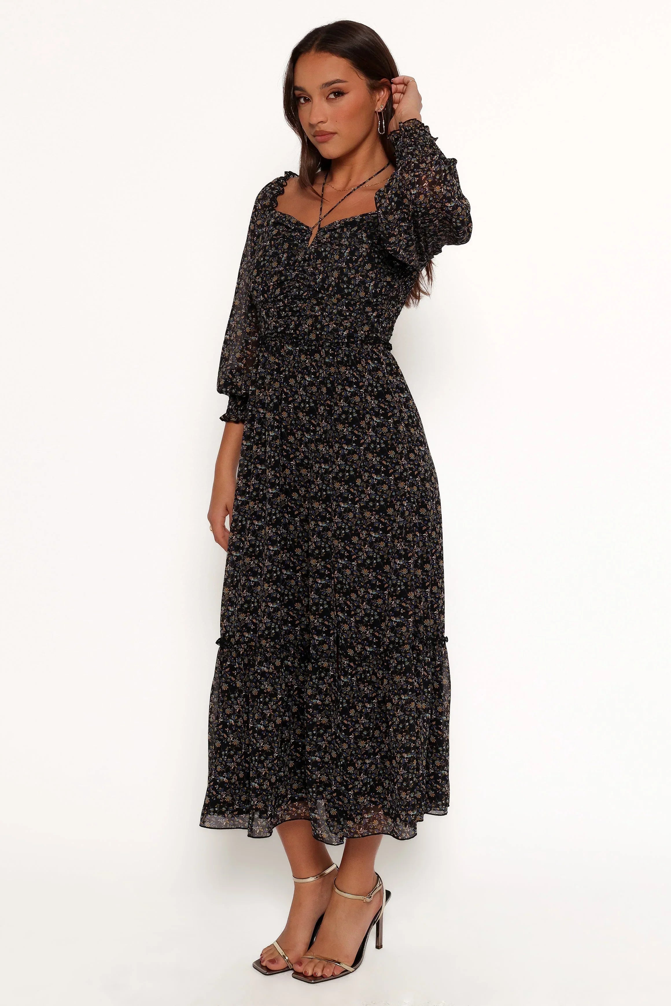 Robe longue Keziah à manches longues - Imprimé floral liberty marine