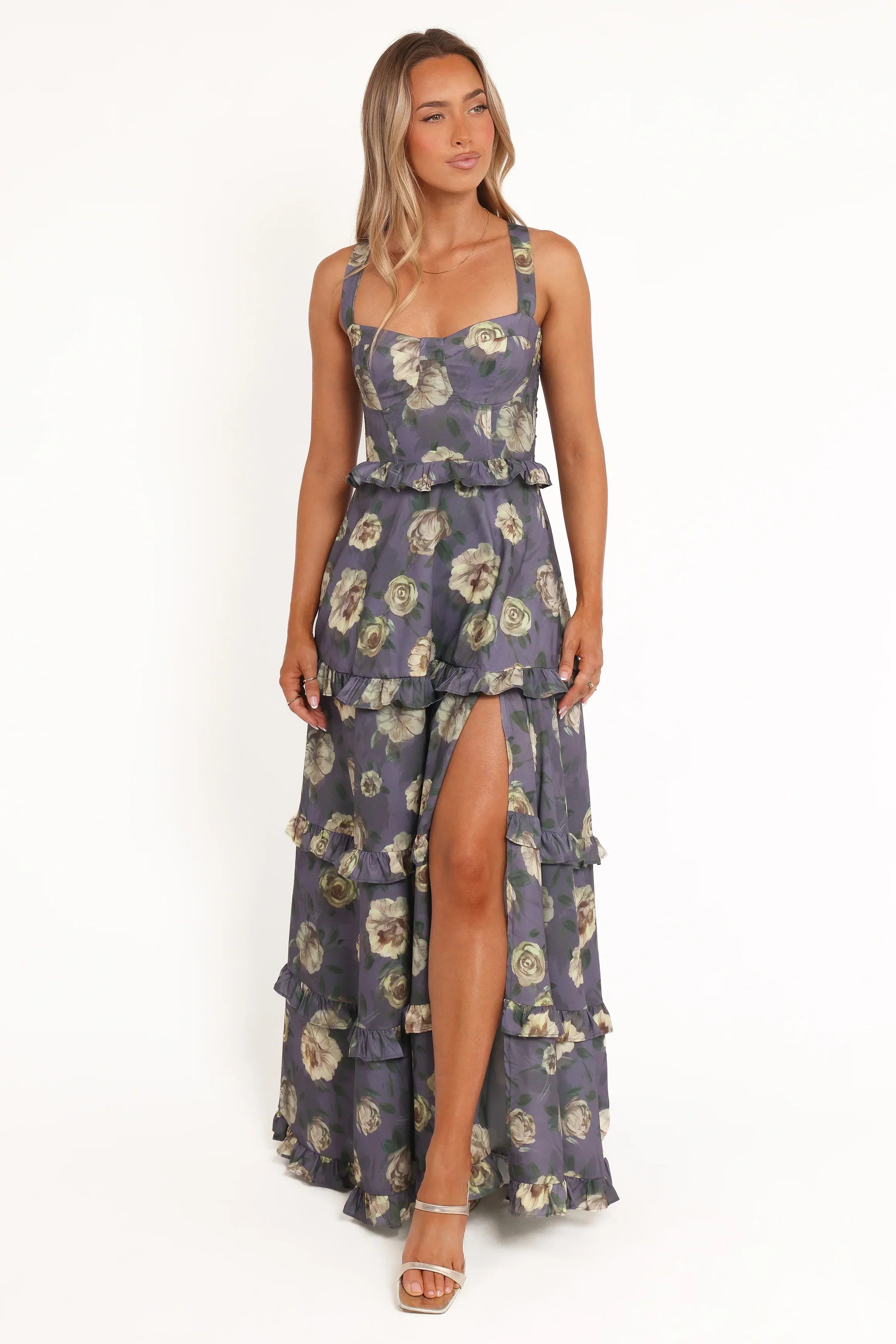 Lillee Tiered Maxi Dress - Lavender Floral