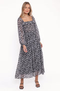 Robe longue Faith à manches longues - Imprimé floral noir