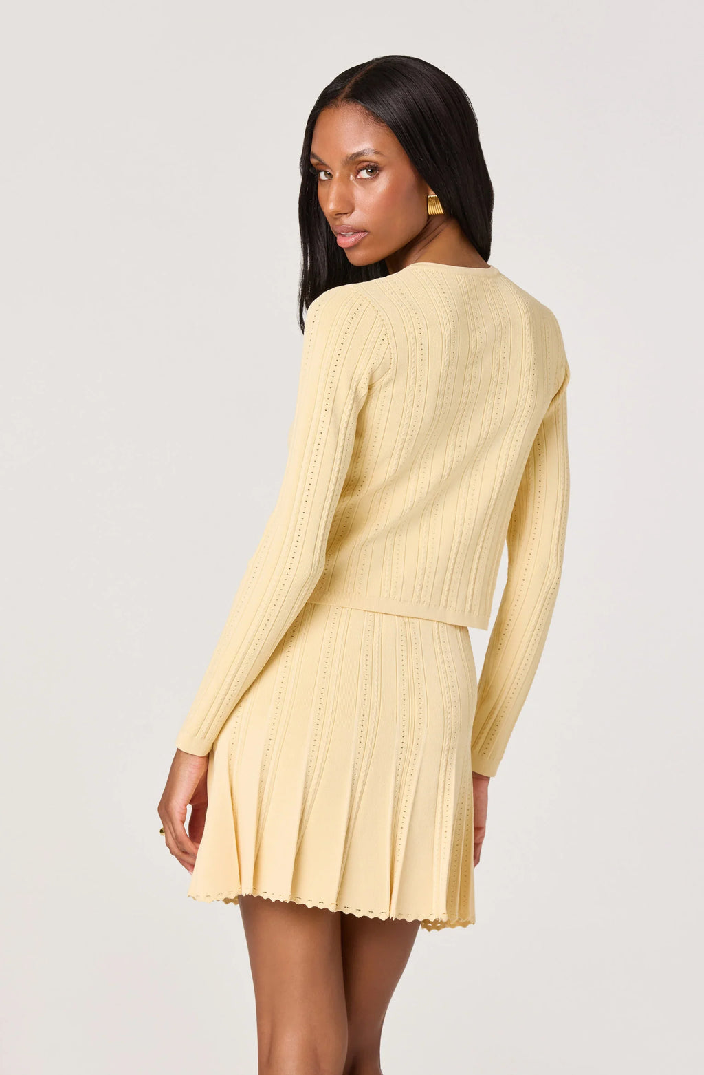 Tehya Pointelle Knit Pleated Skirt