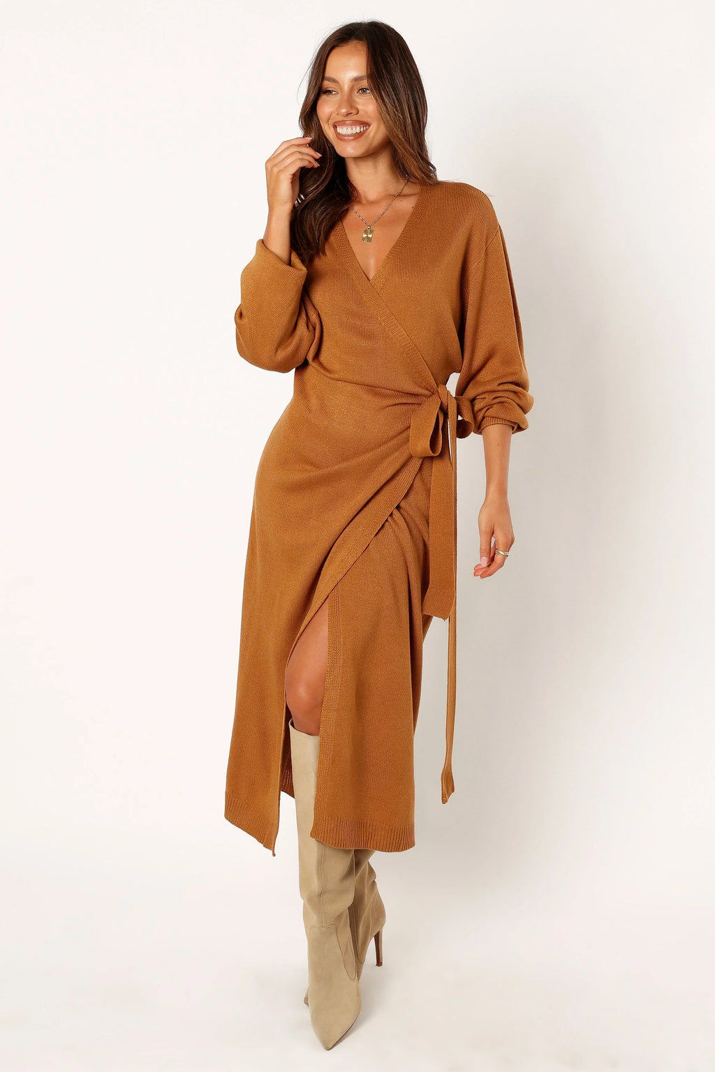 Robe midi en maille Nova - Camel