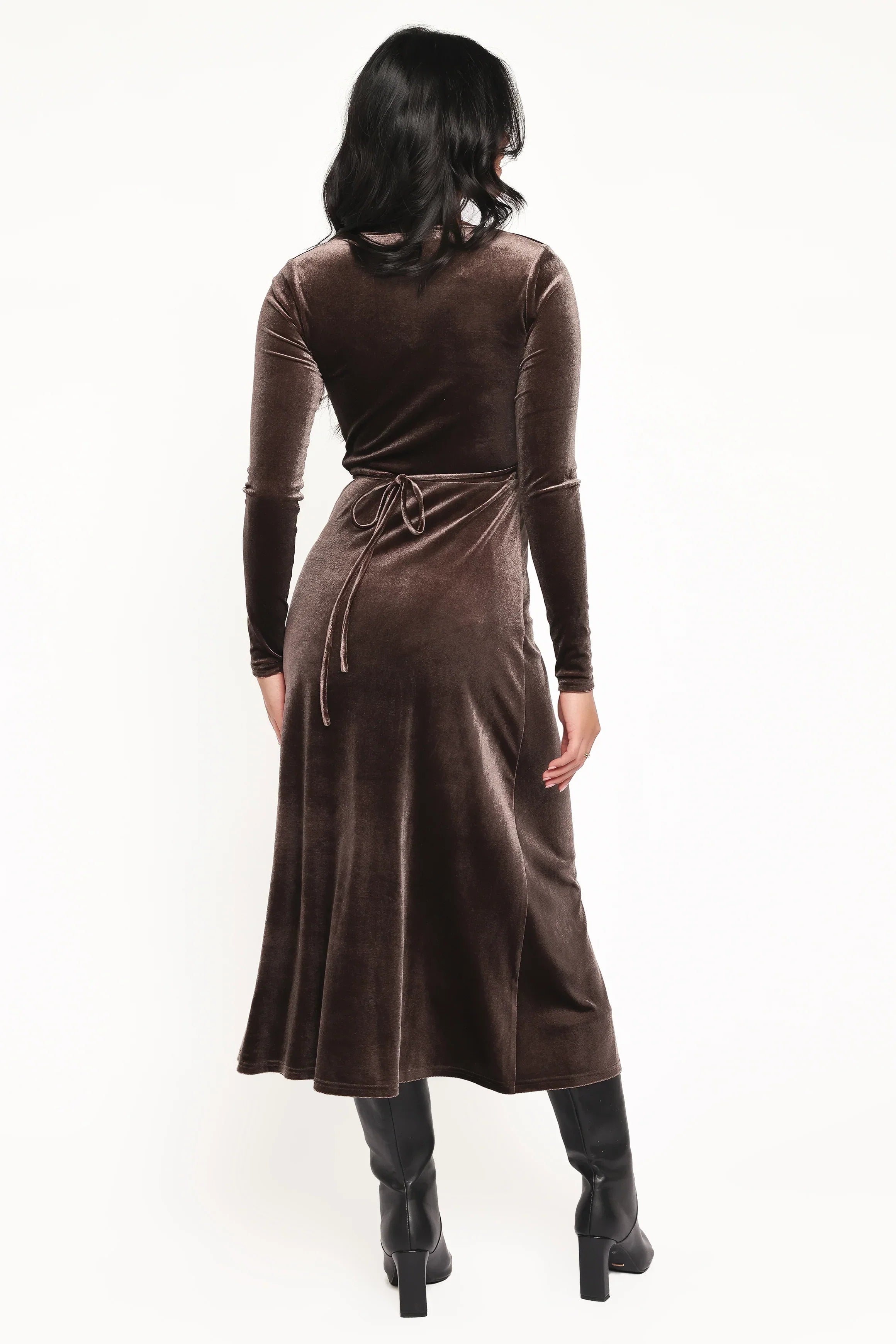 Robe midi à manches longues Darby - Marron foncé