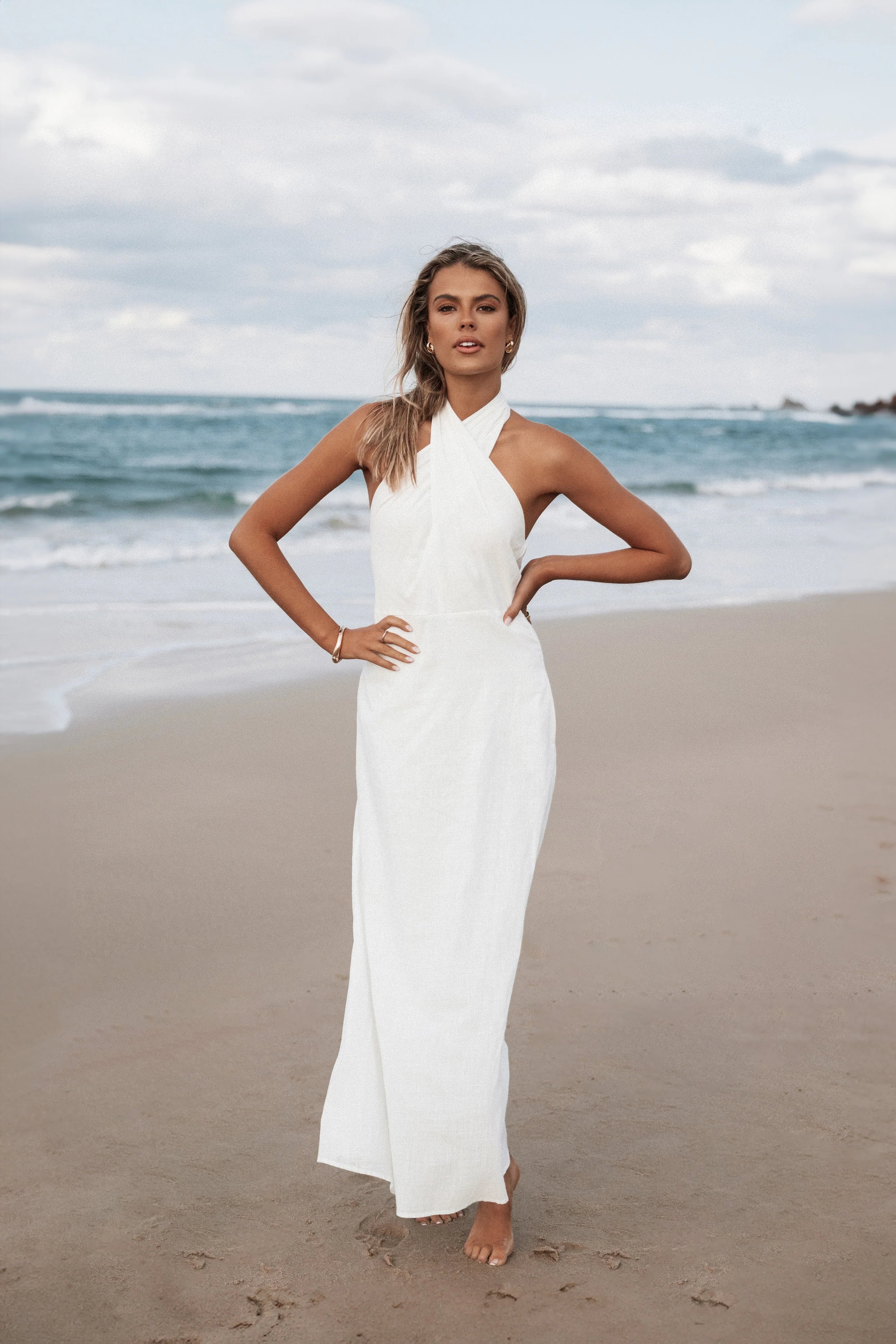Robe longue Betsy dos nu – Blanc