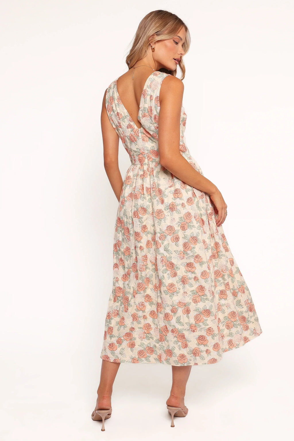 Robe midi Velda – Fleurs roses