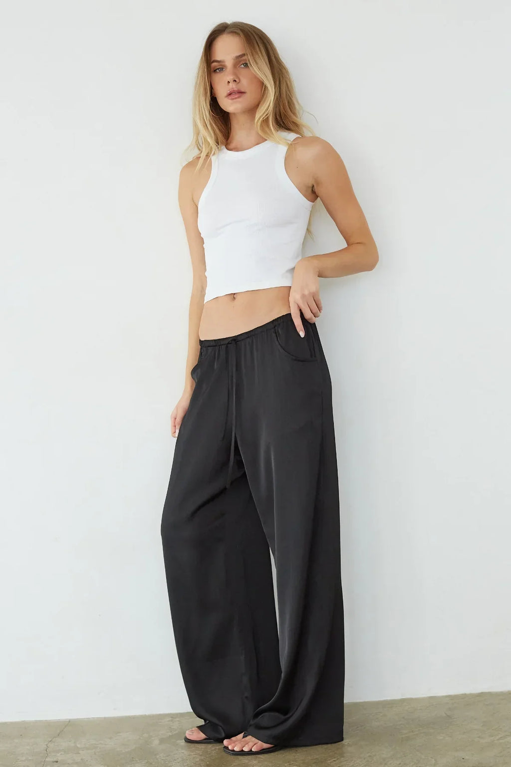 Pantalon Leo Satin à Cordon de Serrage