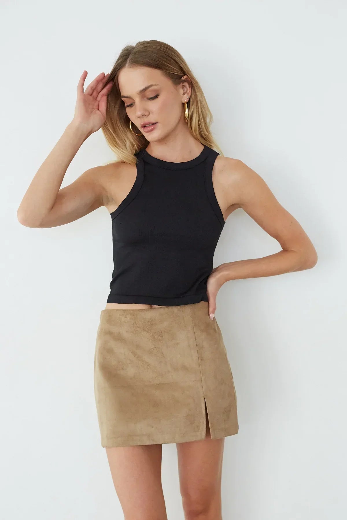 Mini-jupe short en suède Delara