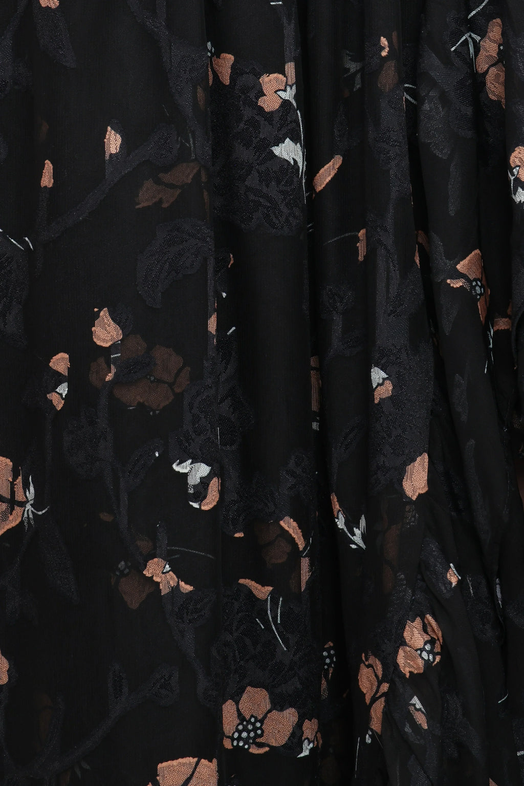 Robe longue Orielle - Imprimé floral noir/beige