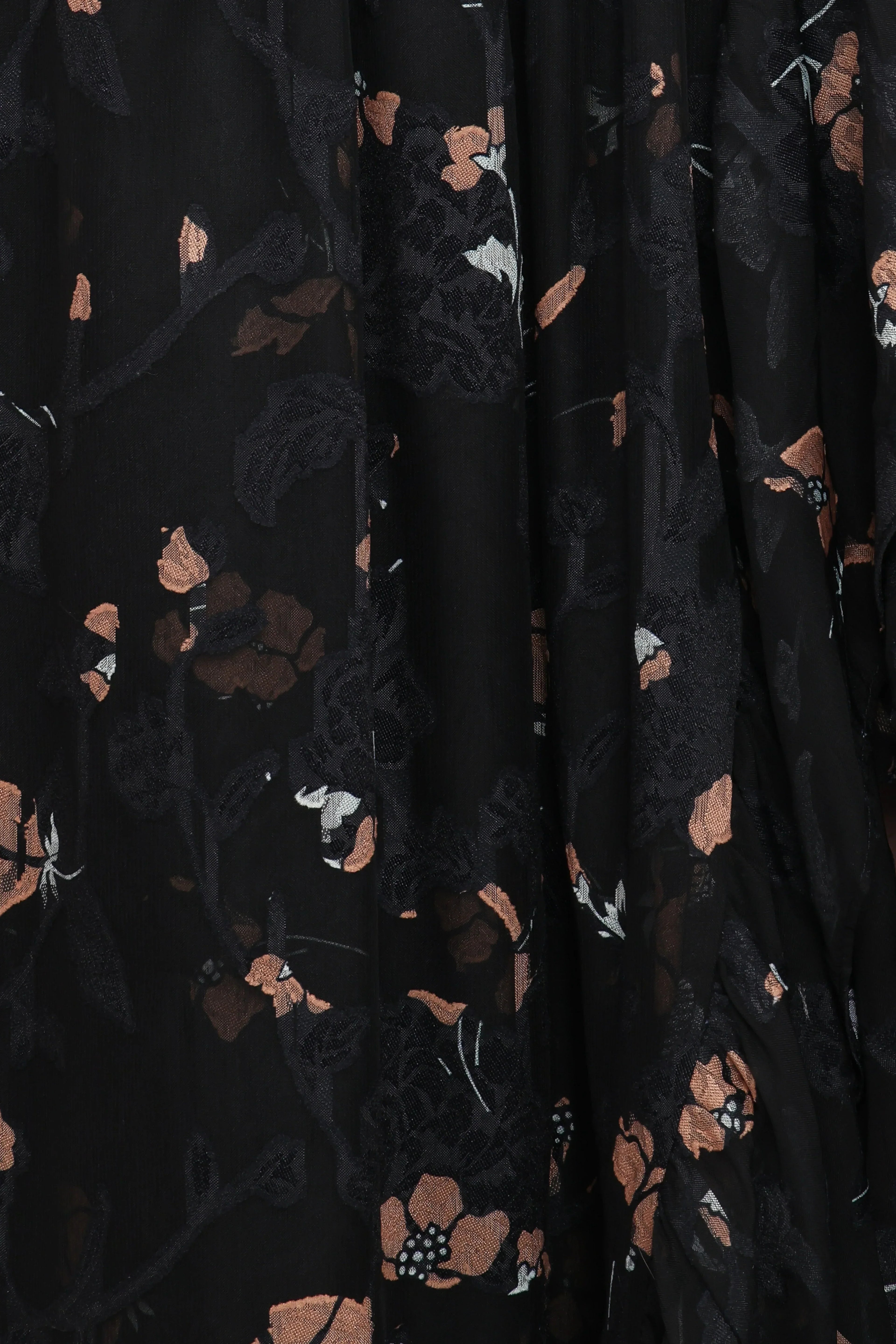 Robe longue Orielle - Imprimé floral noir/beige