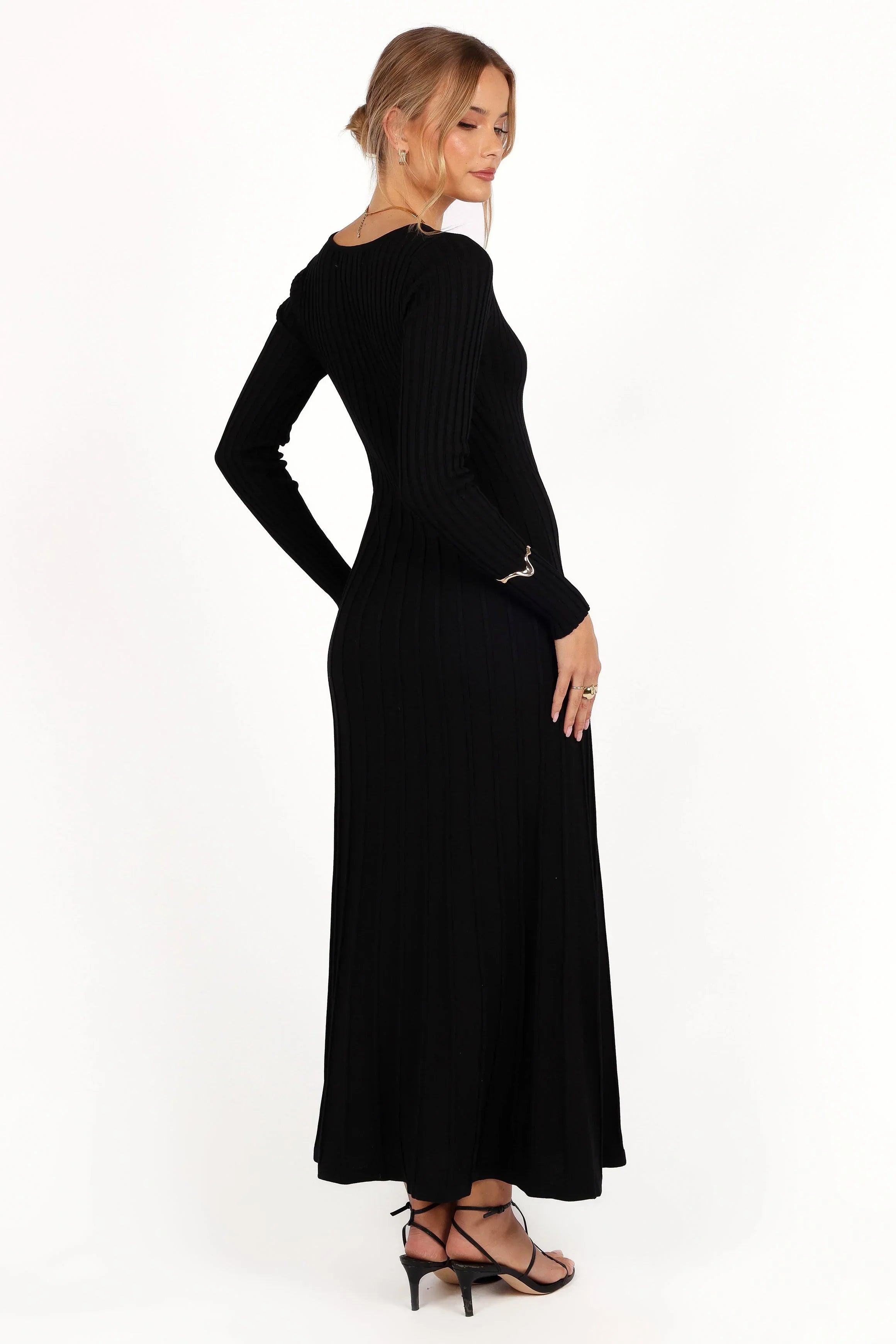 Robe longue Alison à manches longues - Noir