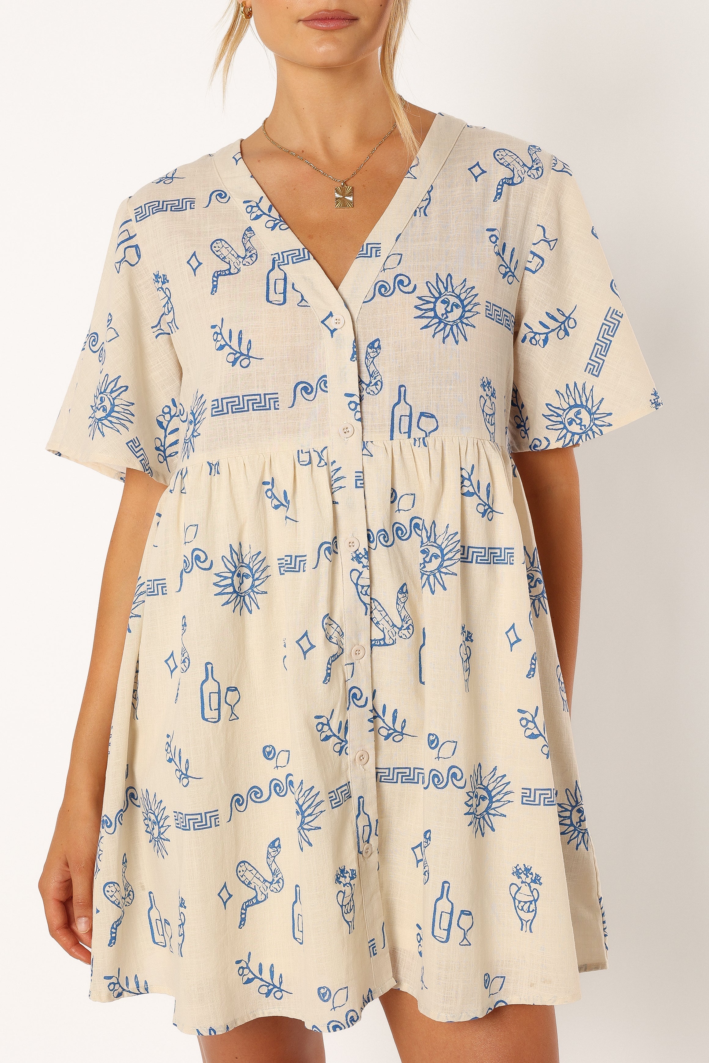 Robe courte Elias - Beige bleu