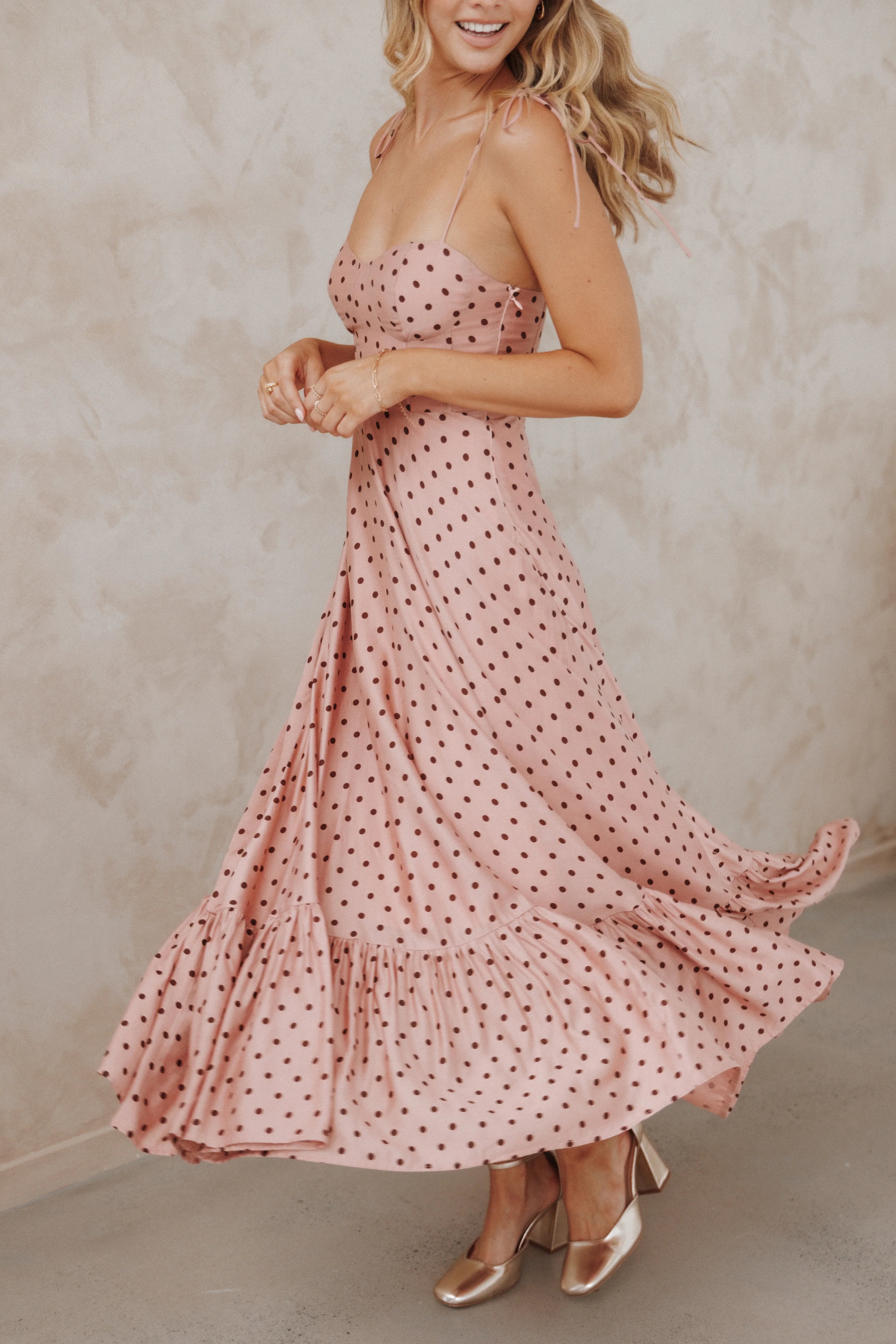 Robe midi Ayana - Rose à pois