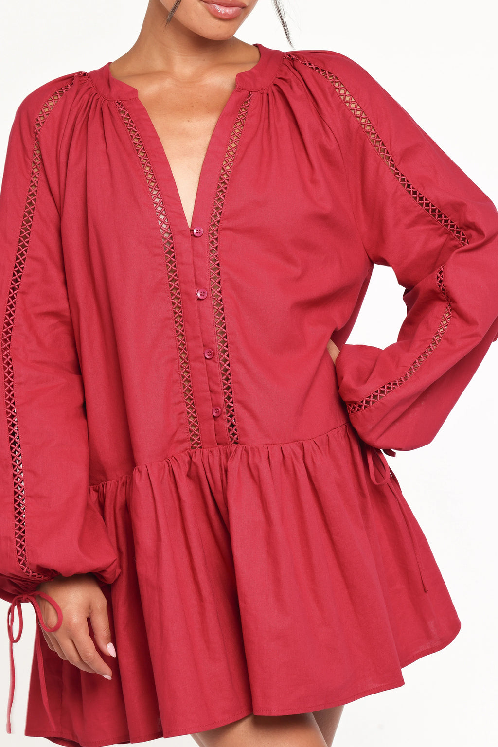 Hart Long Sleeve Mini Dress - Wine