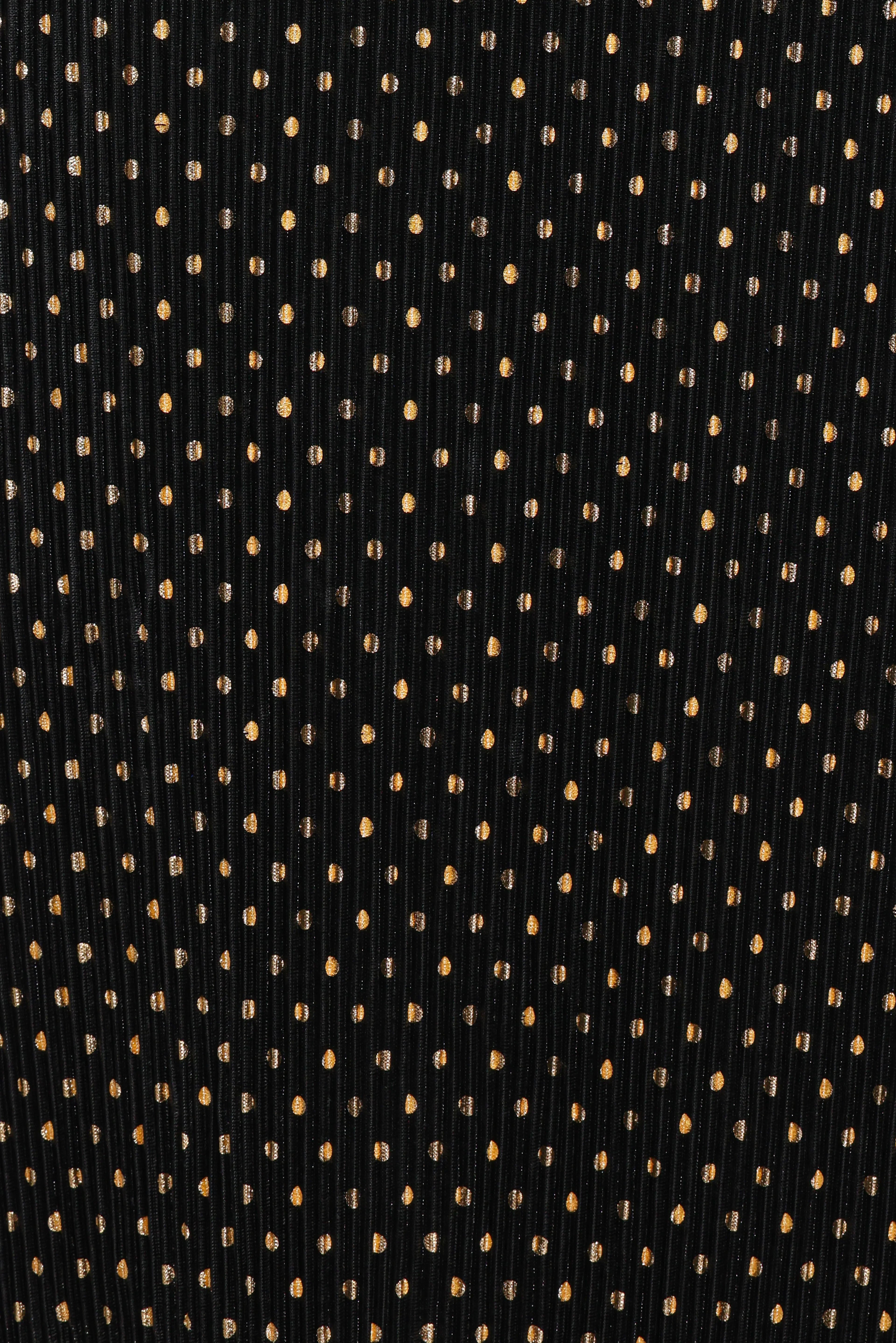 Robe longue Melody Plissée à Col Halter - Pois Dorés/Noirs