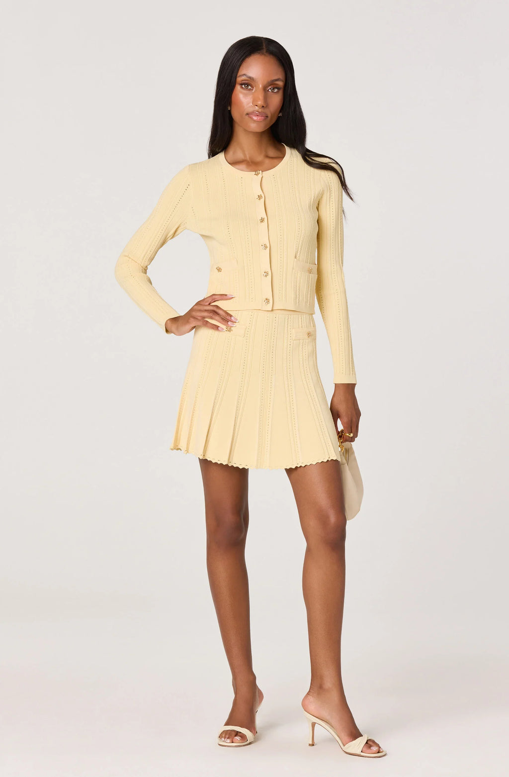 Tehya Pointelle Knit Pleated Skirt