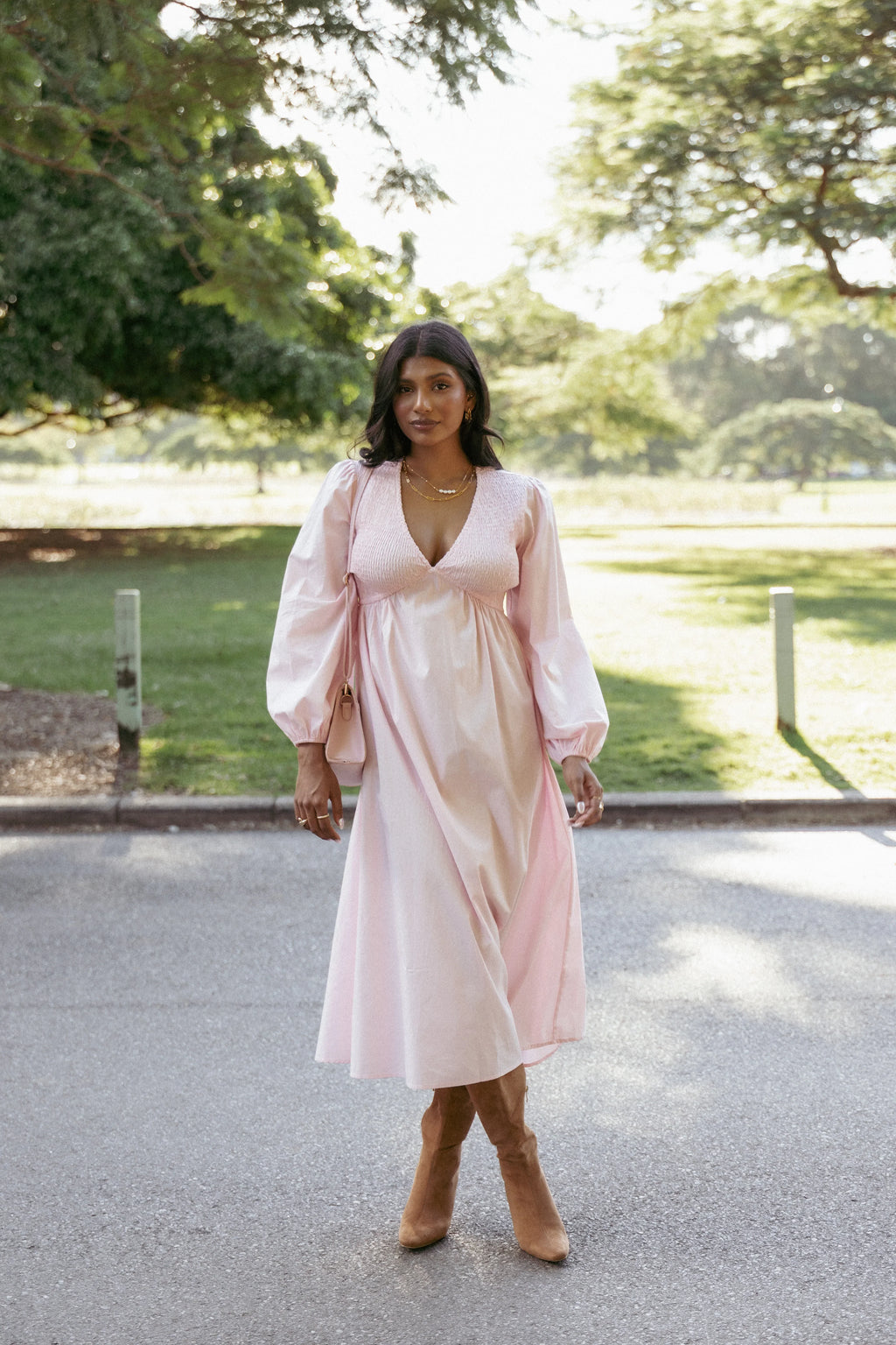 Robe longue Ilyana à manches longues - Rose