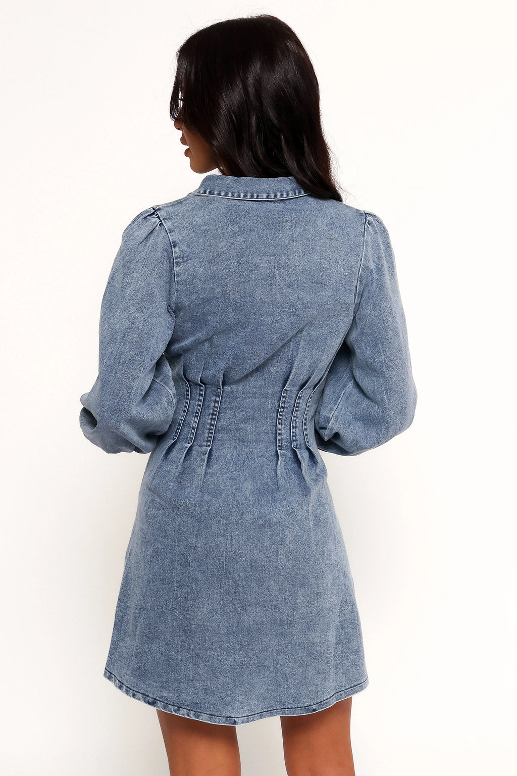 Robe courte Phoenix à manches longues – Denim