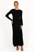 Robe longue Alison à manches longues - Noir