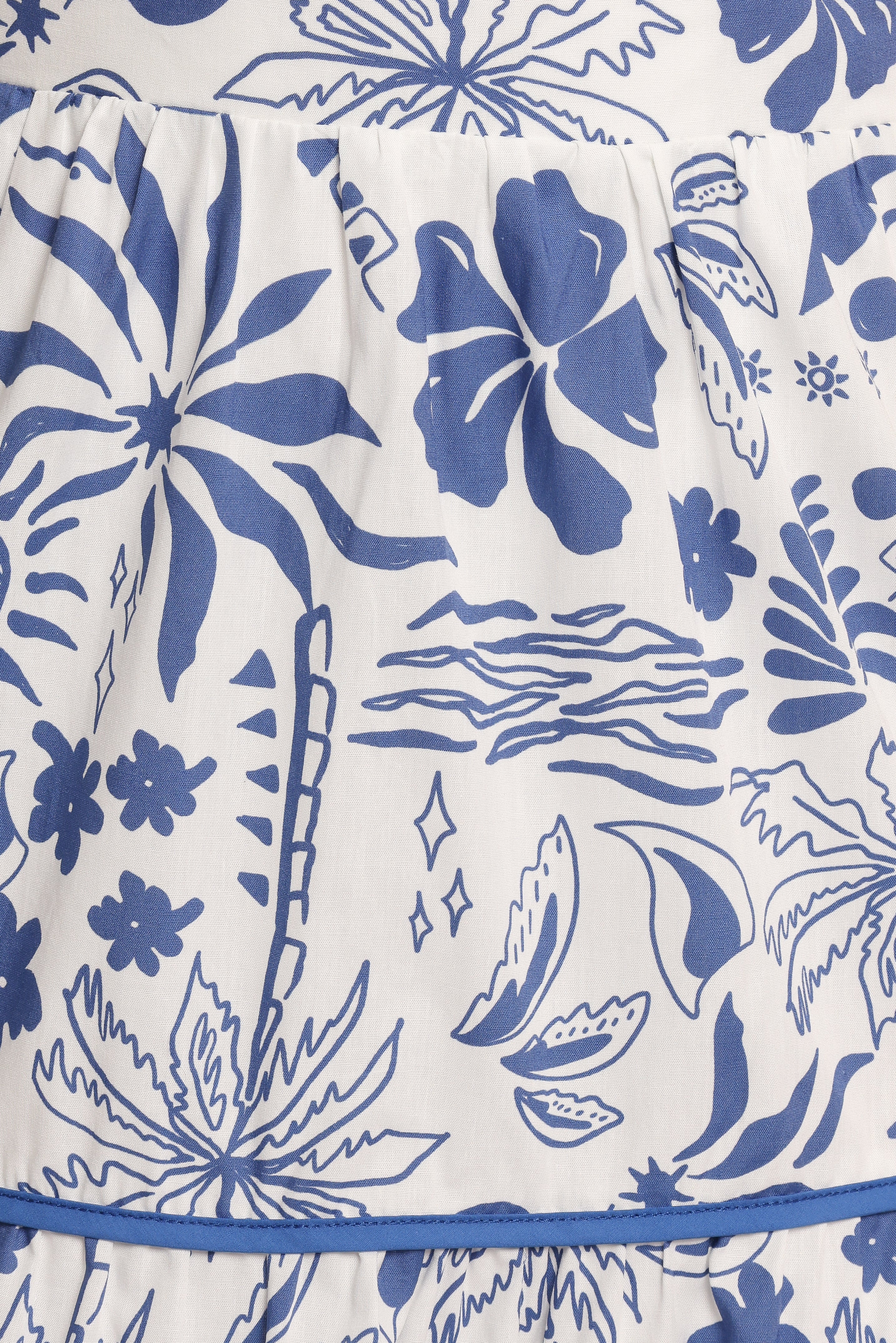 Robe longue Fernanda à col montant - Tropical bleu
