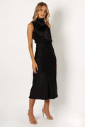 Robe midi Anabelle à col montant - Noir