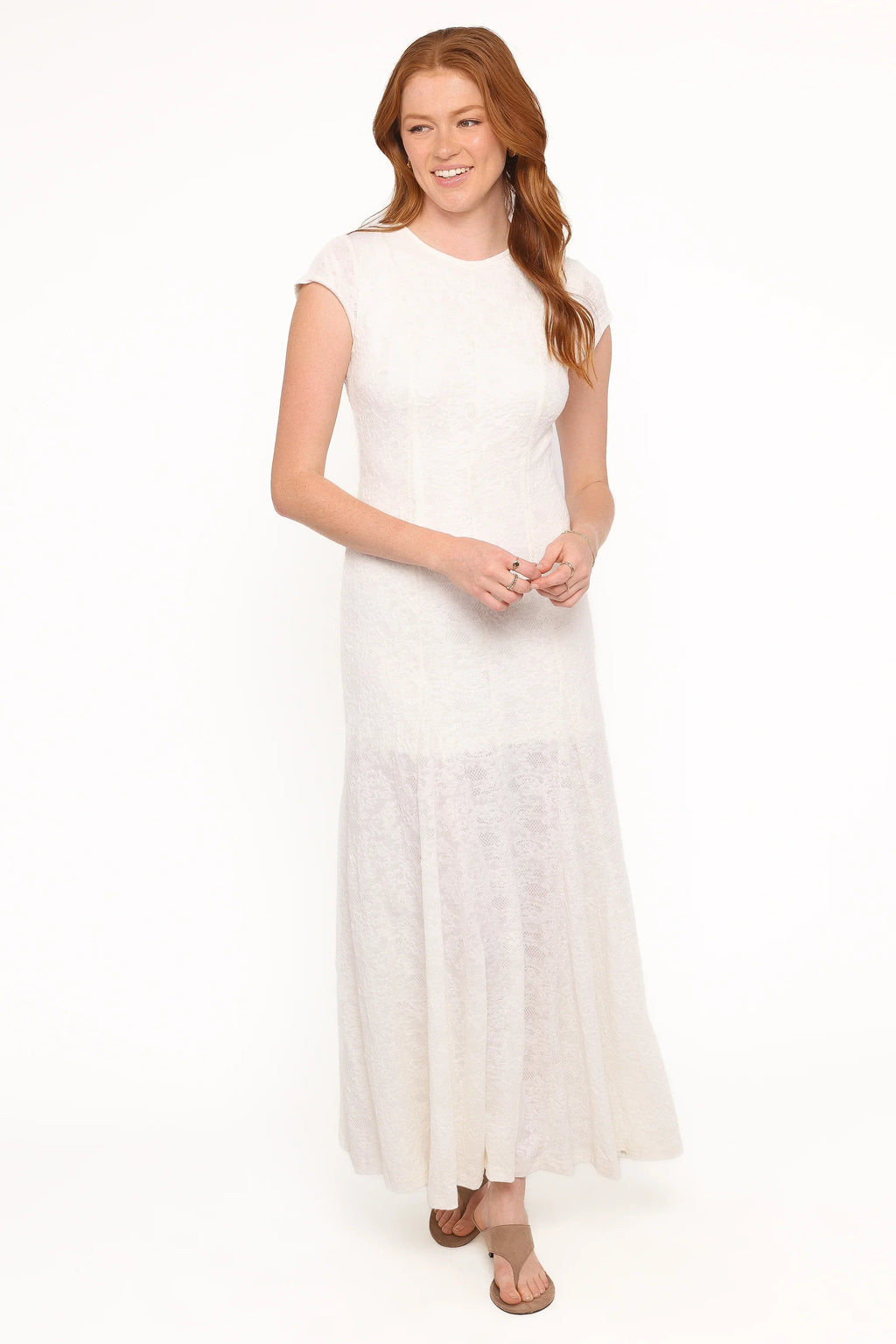 Robe longue en dentelle Constance - Blanc