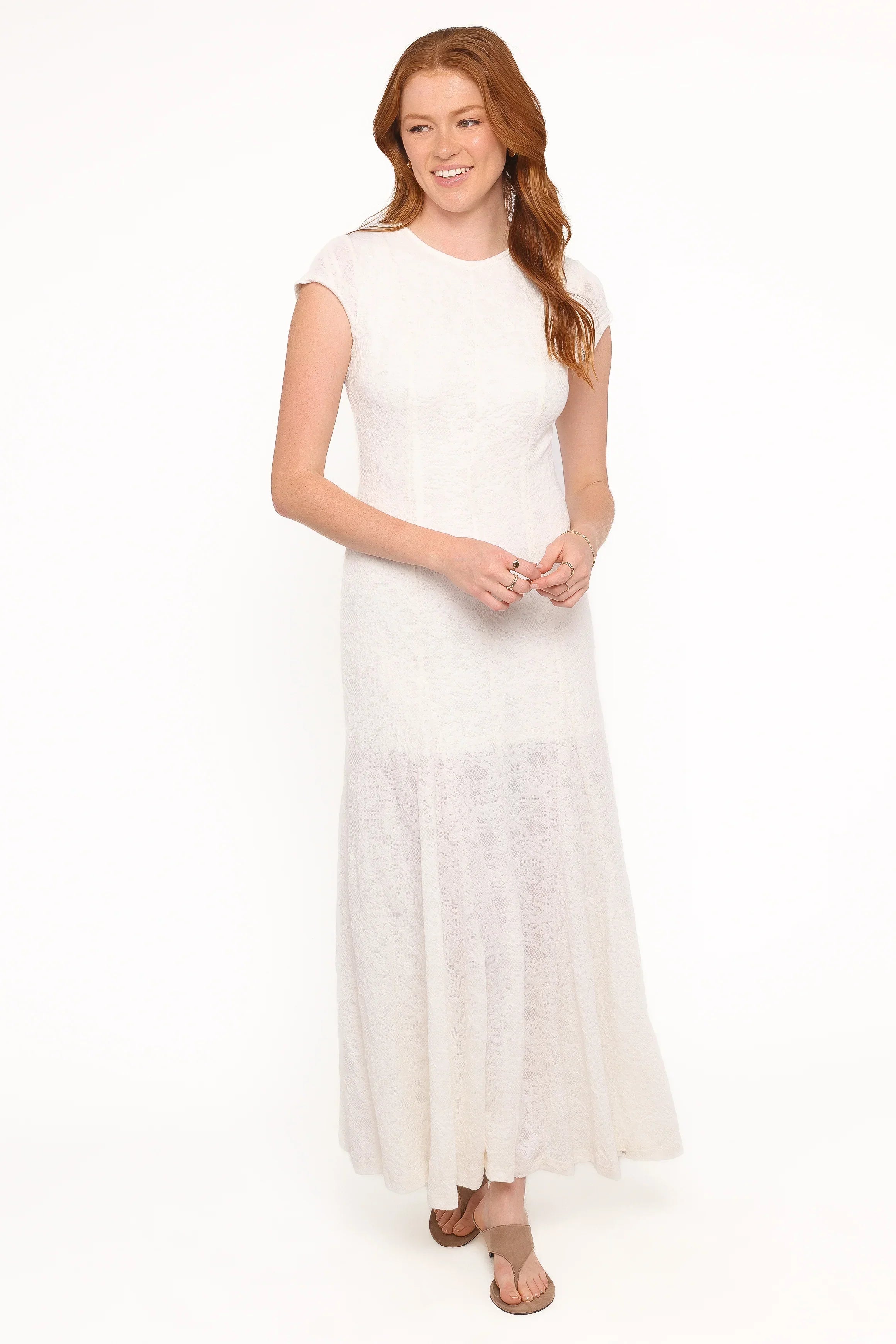 Robe longue en dentelle Constance - Blanc