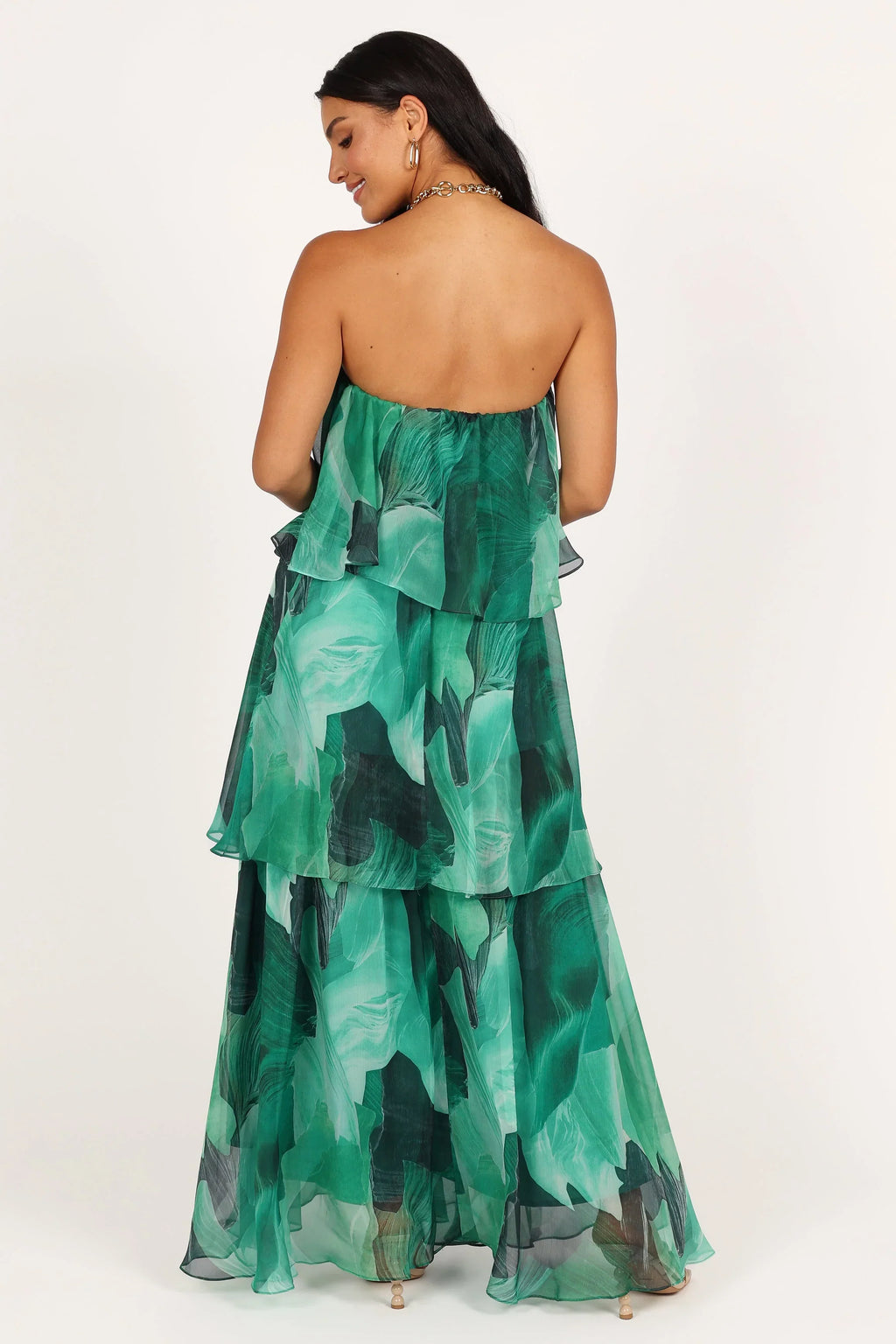 Robe longue bustier Bloom – Imprimé floral vert